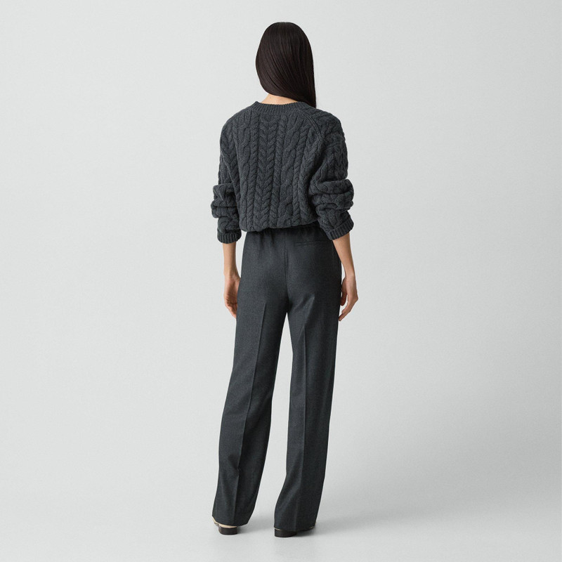 Theory Wide-Leg Pull-On Pant in Sleek Flannel outlook