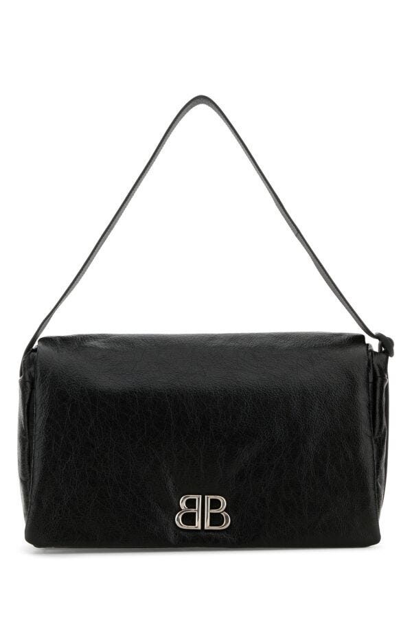 Black leather medium Monaco crossbody bag - 1