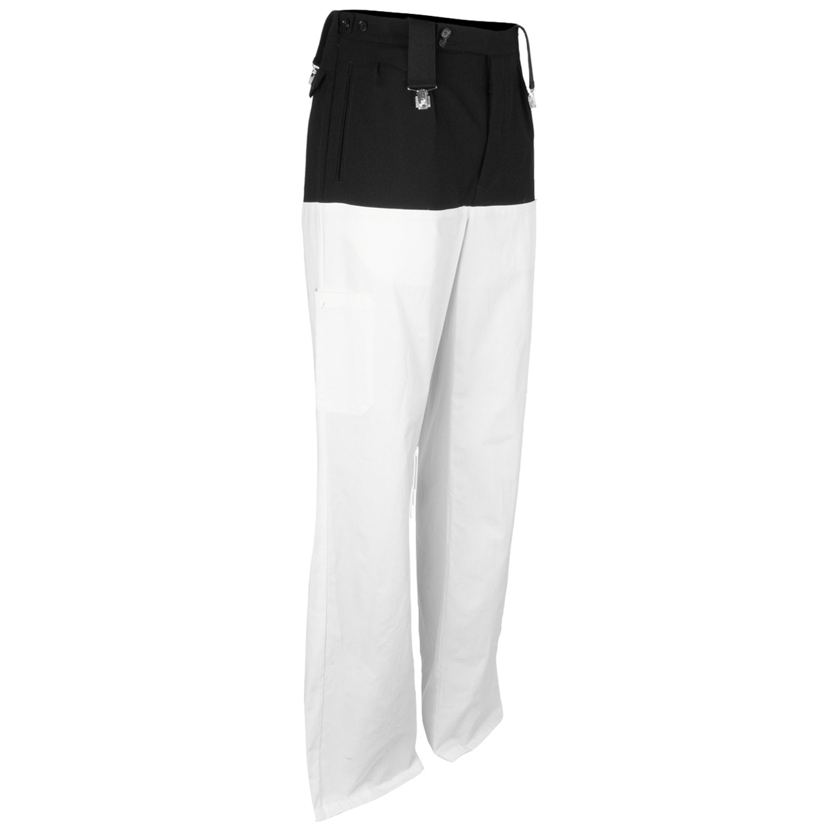 Two Tone Suspender Trousers in Black/white - 2