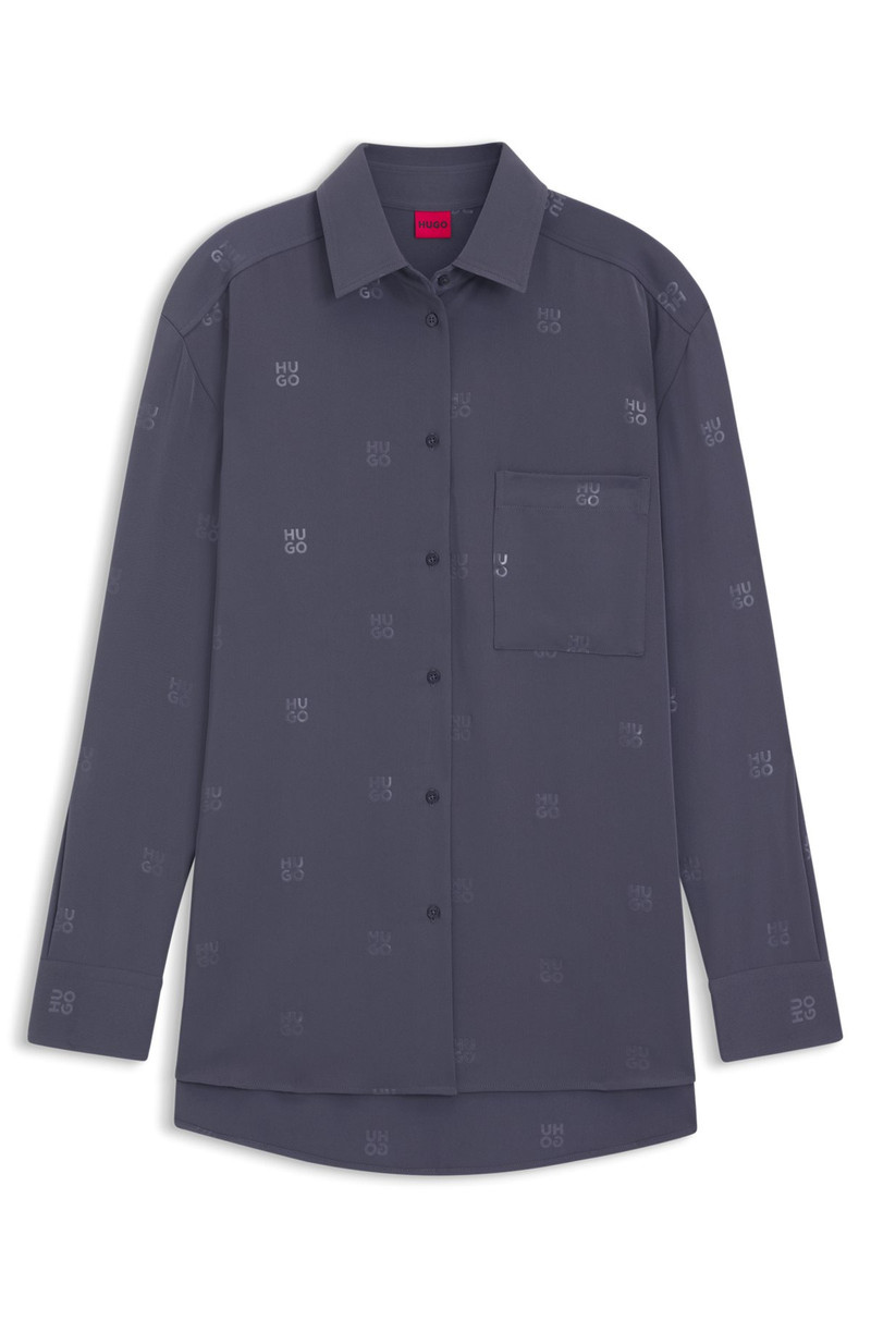 OVERSIZED-FIT BLOUSE WITH STACKED LOGOS 1