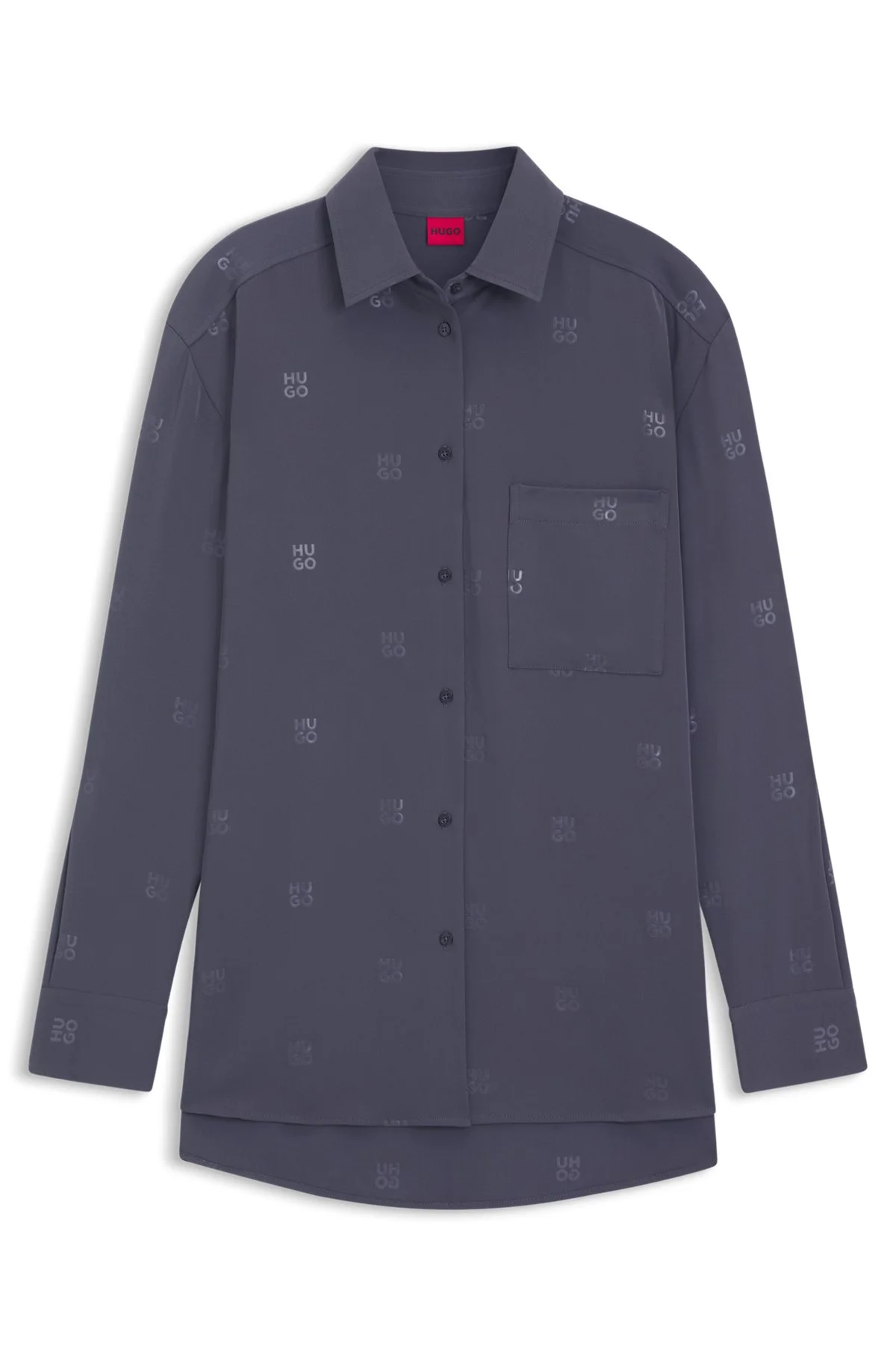 OVERSIZED-FIT BLOUSE WITH STACKED LOGOS - 1