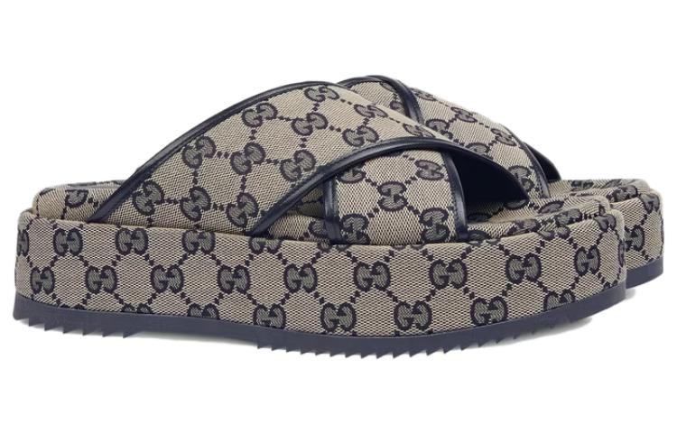 (WMNS) Gucci GG Platform Slide Sandal 'GG Motif - Beige Blue' 692842-H6320-4061 - 3