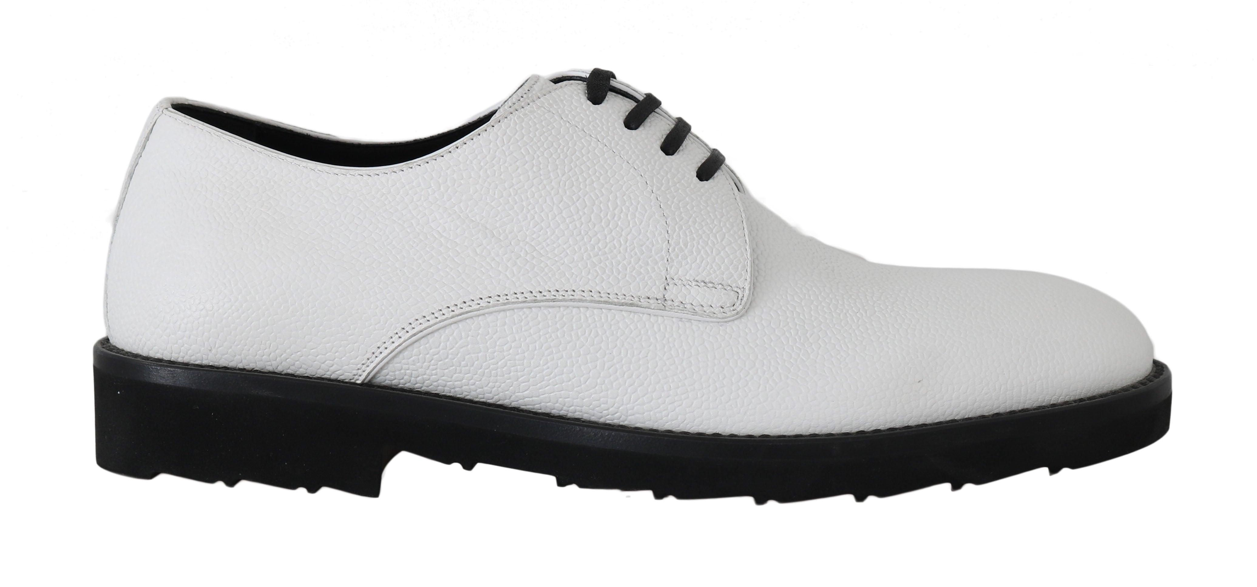 Dolce & Gabbana White Leather Derby Dress Formal Shoes - 1