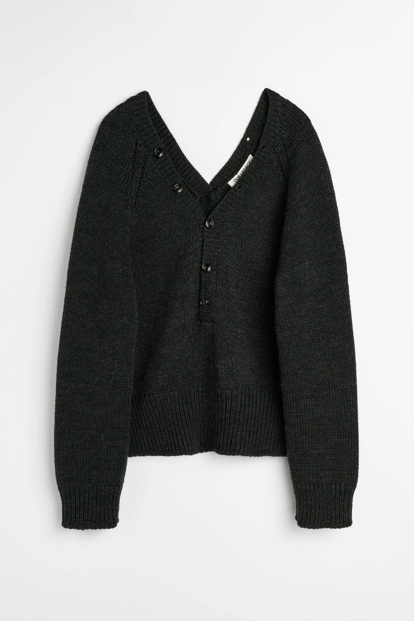 Country Henley Charcoal Dry Merino Wool - 1