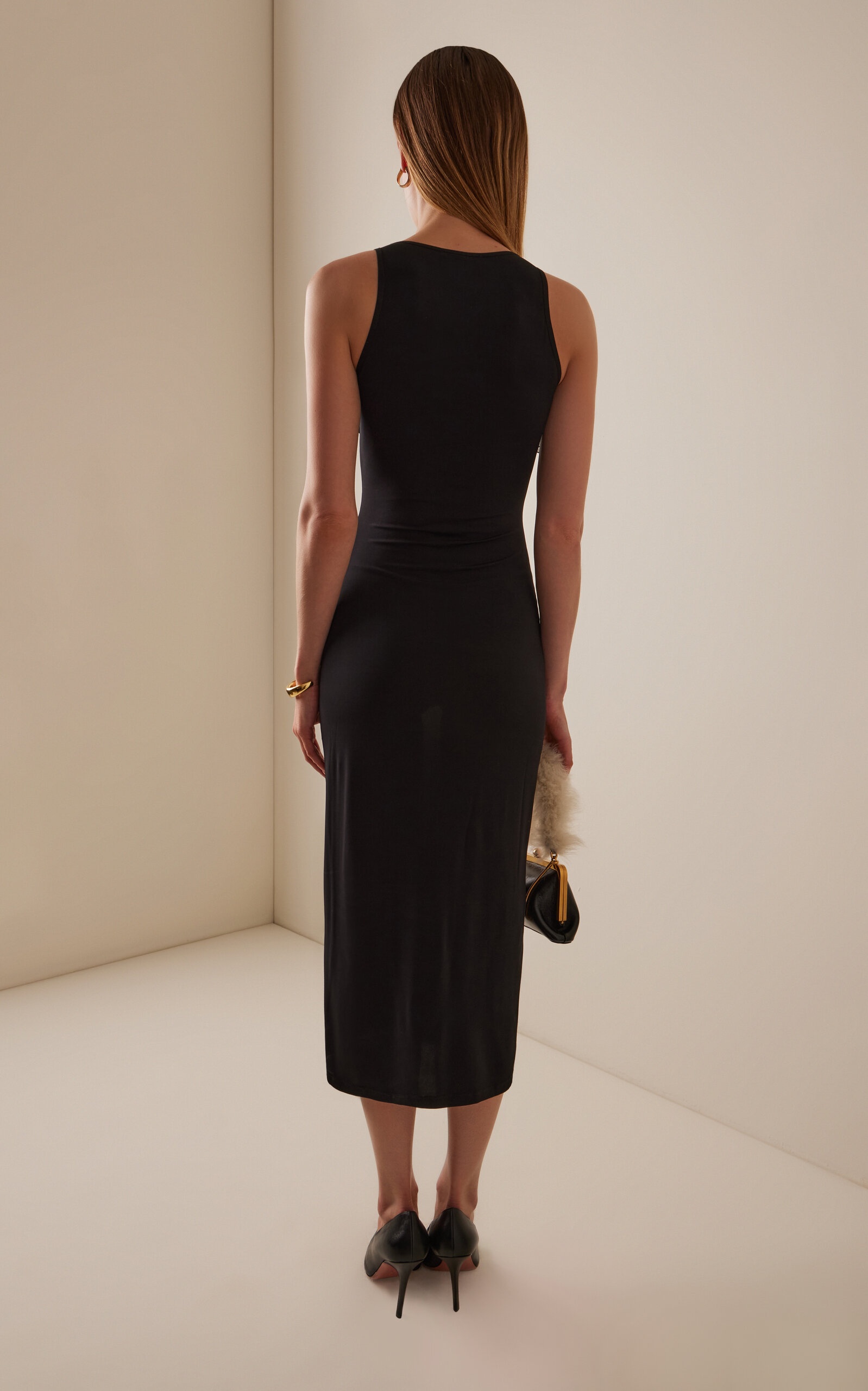Petal-Detailed Midi Tank Dress black - 4