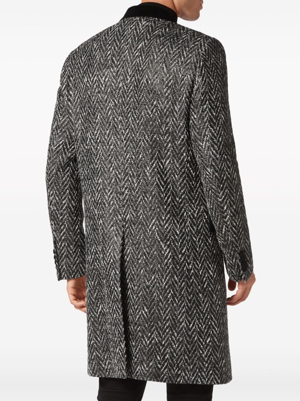 chevron-print single-breasted coat - 4