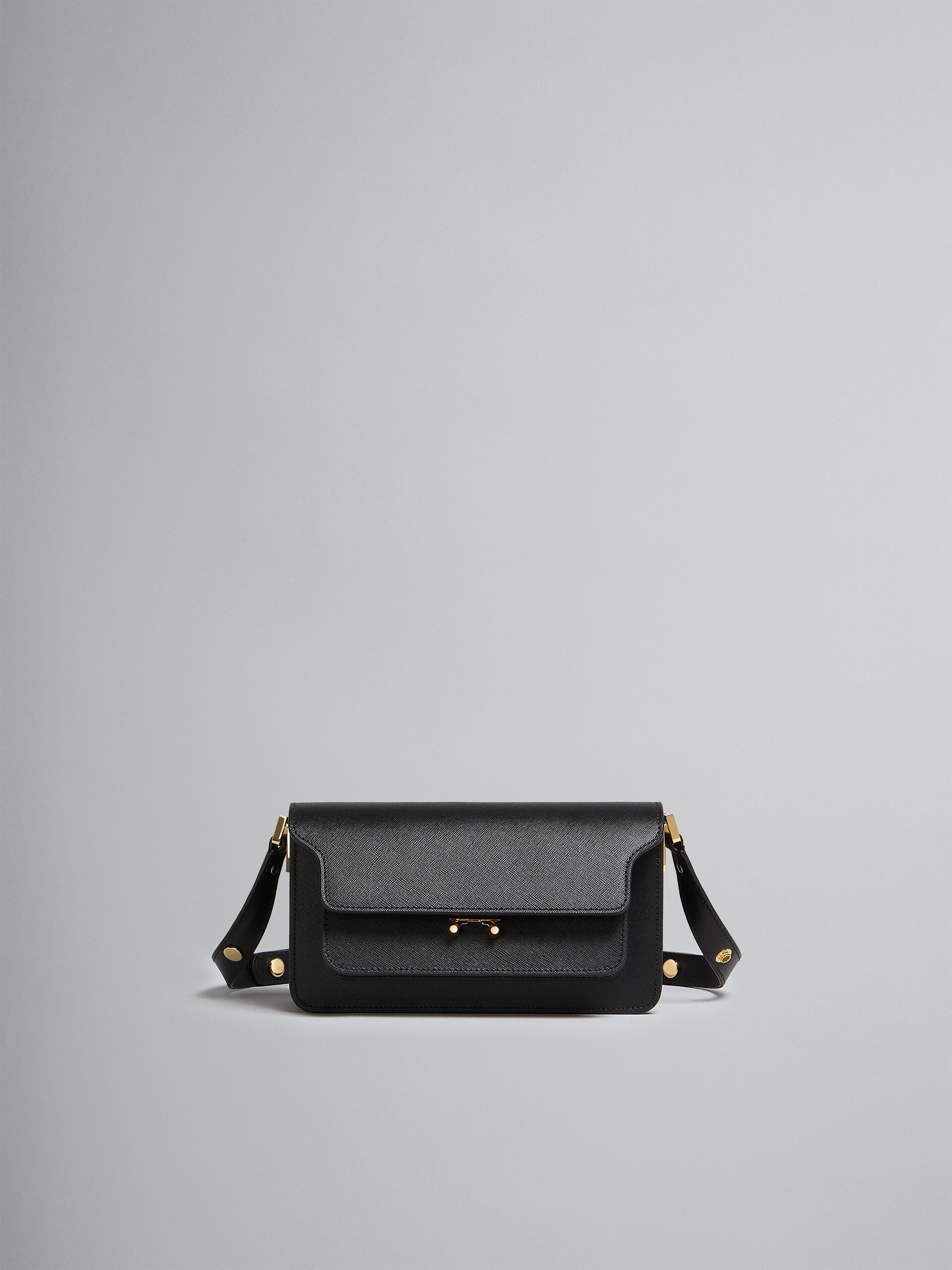 ★MARNI★ Saffiano Trunk East West Bag Black SBMP0121U0LV520 Marni TRUNK BAG E/W IN BLACK SAFFIANO LEATHER | REVERSIBLE
