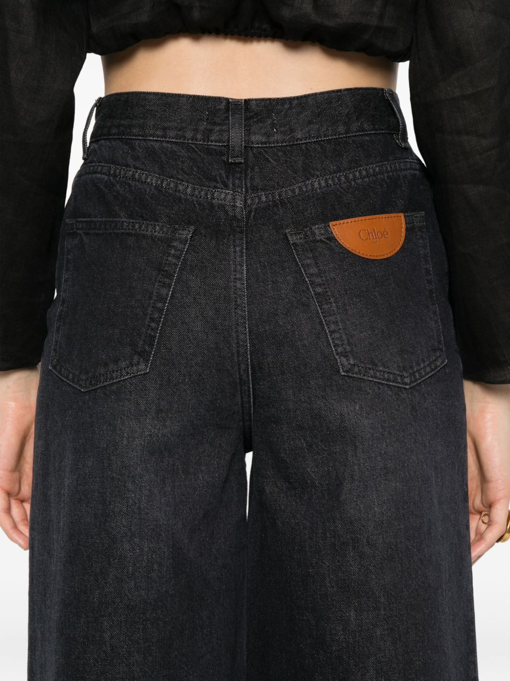 buttoned wide-leg jeans - 5