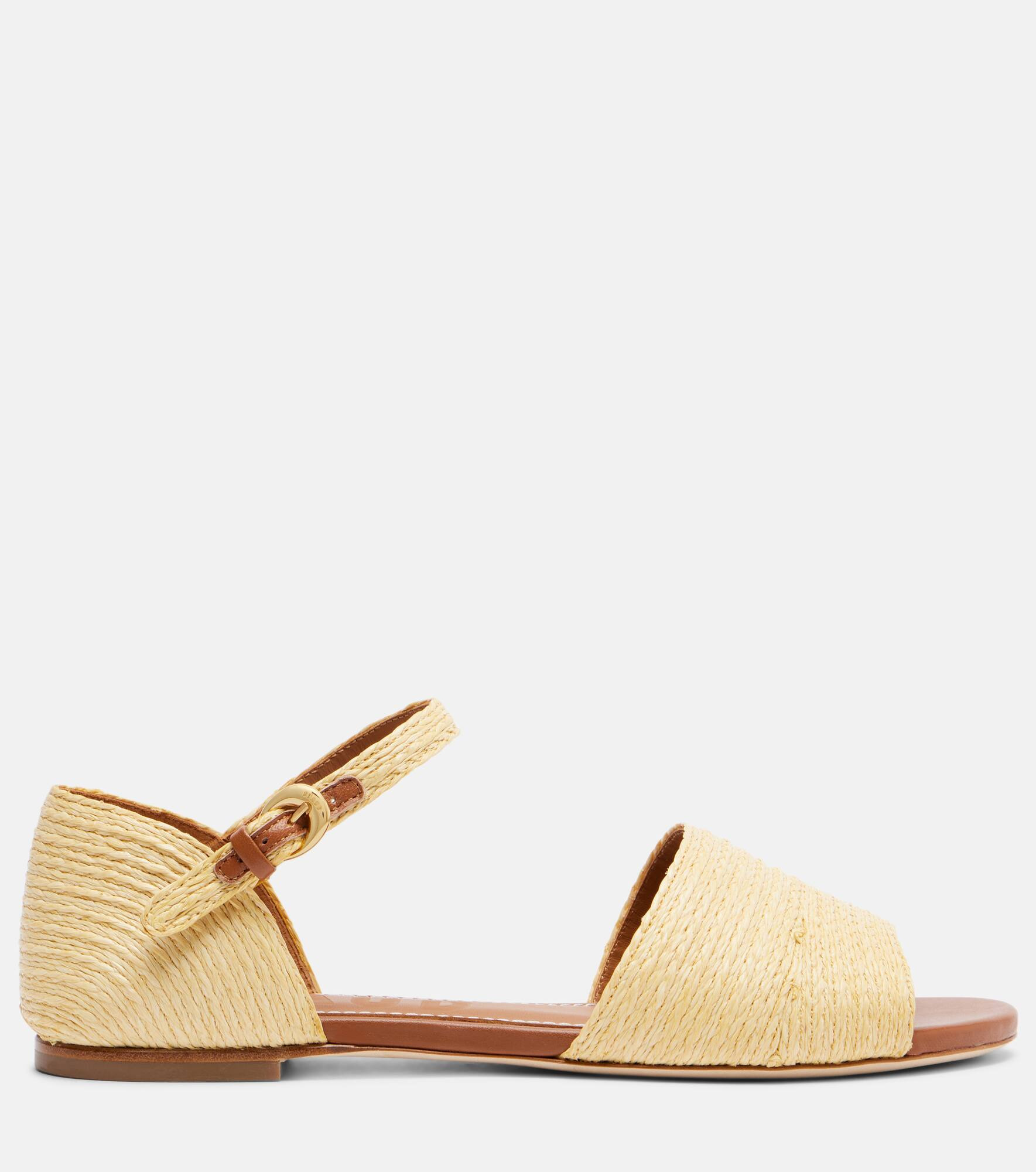 Catharine raffia and leather sandals - 4