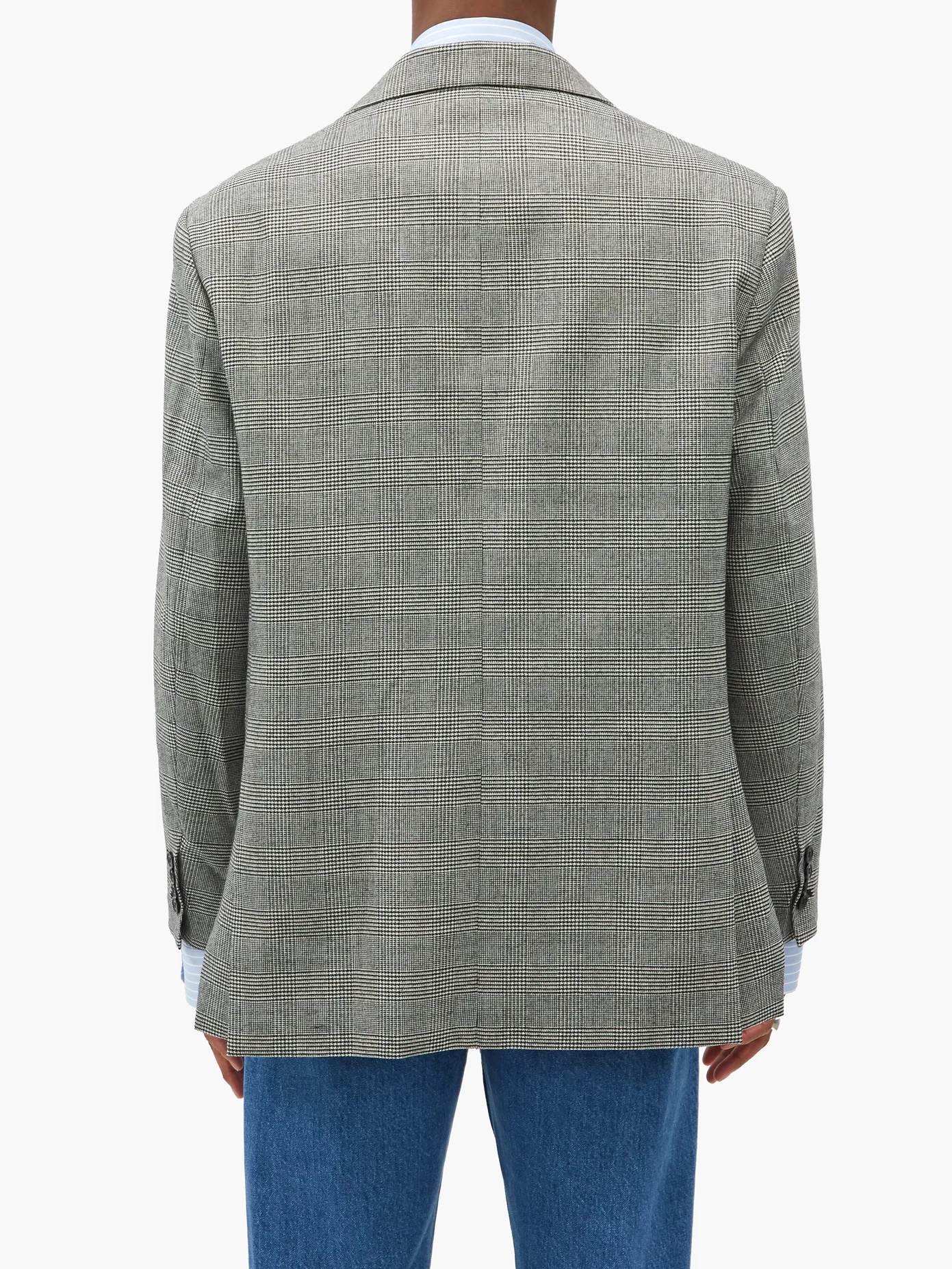 Single-breasted checked wool-blend tweed jacket - 5