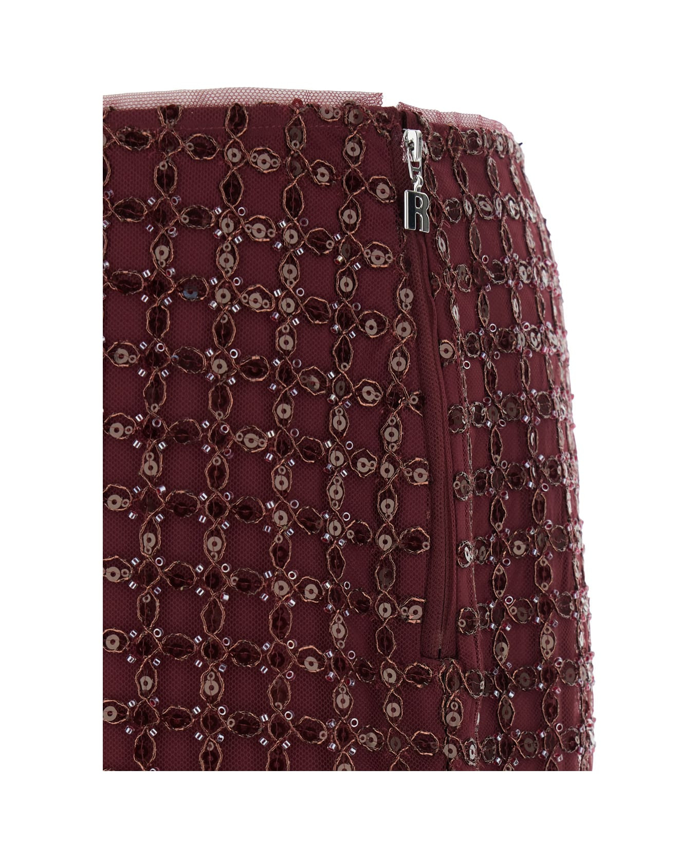 Bordeaux Mini Skirt With All-over Sequins In Tech Fabric Woman - 3