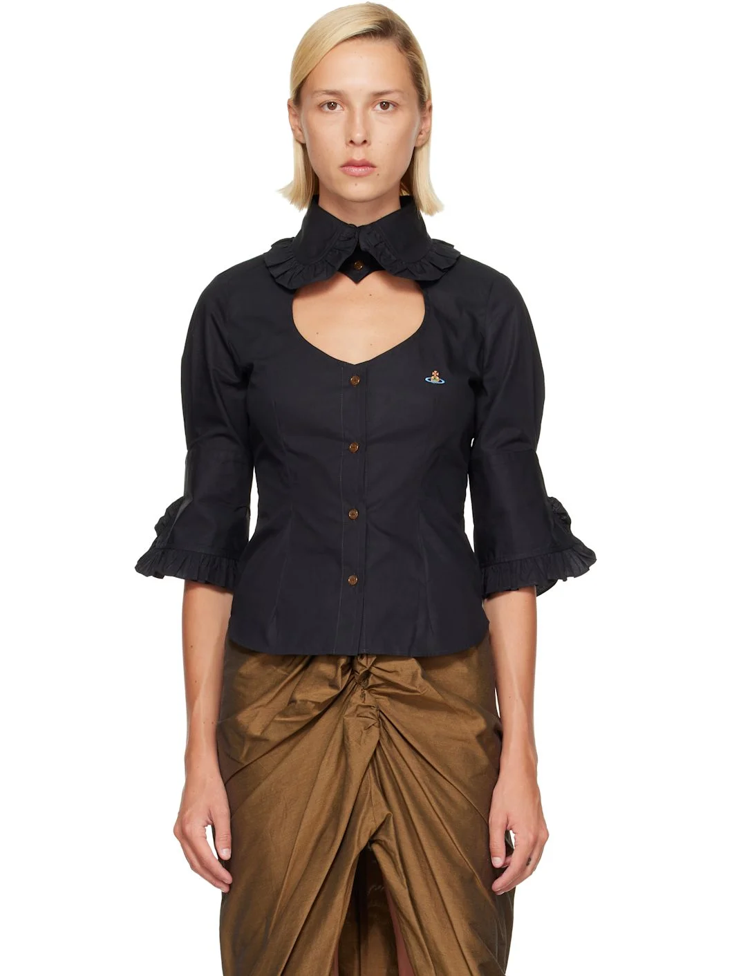 Black S/S Toulouse Frill Shirt - 1