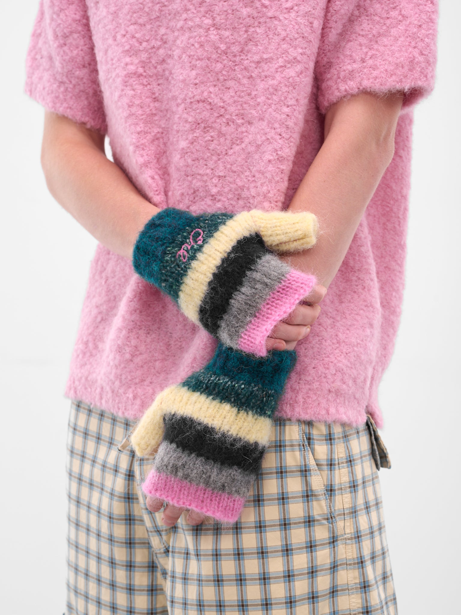 Multi-Color Stripe Knit Mittens - 2