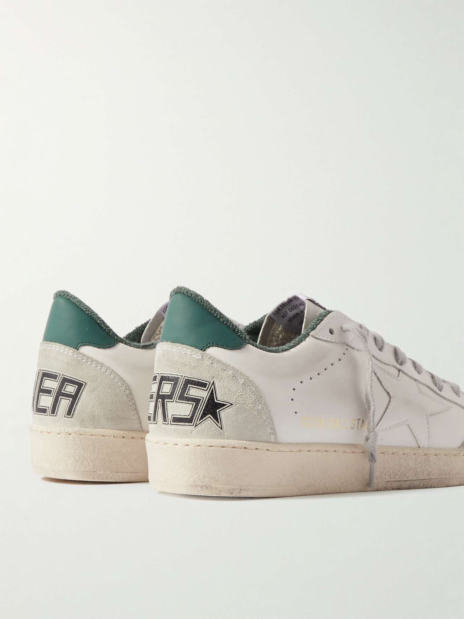 Golden Goose Ball Star Distressed Suede-Trimmed Leather Sneakers