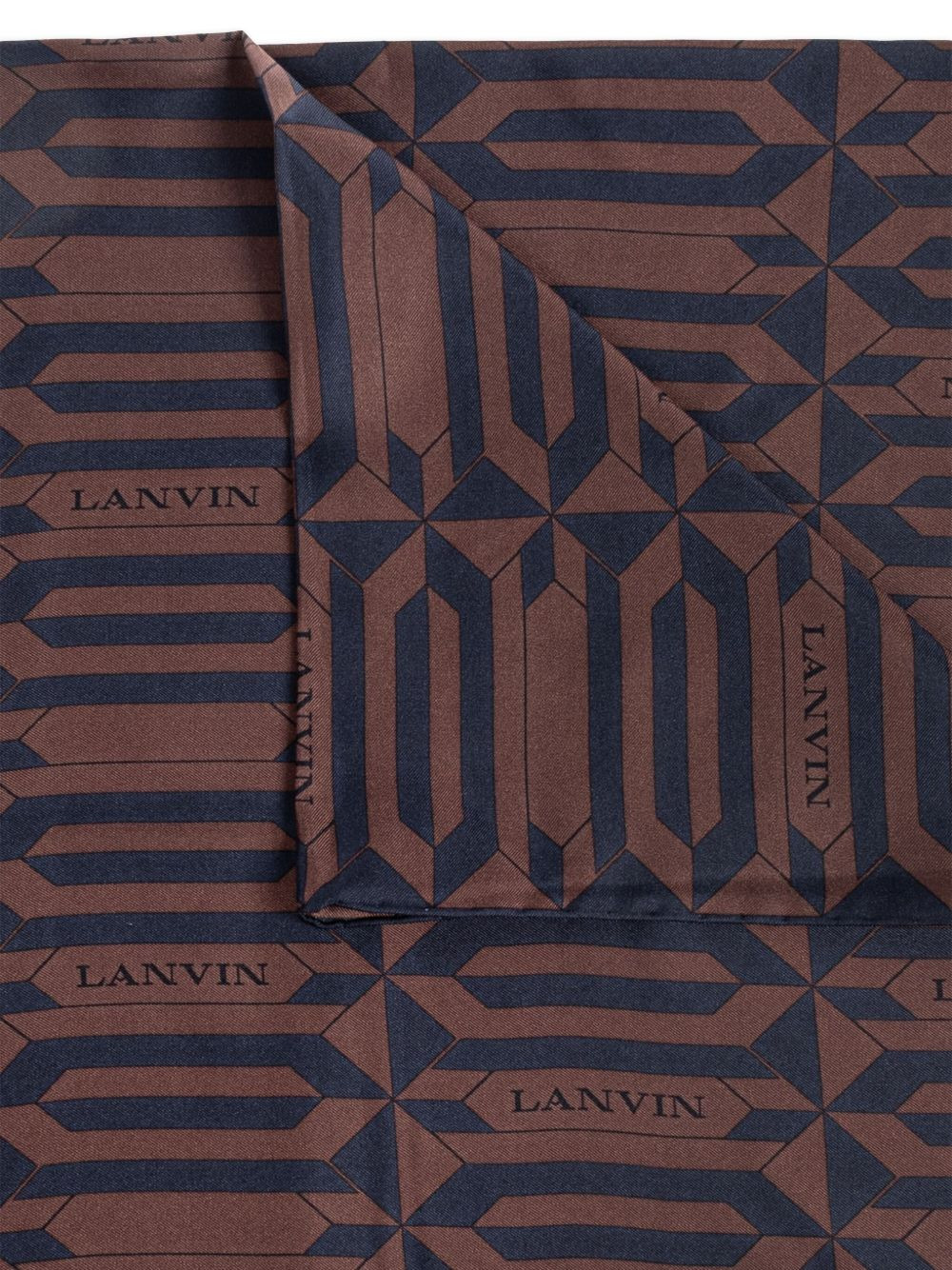 geometric-pattern silk scarf - 4