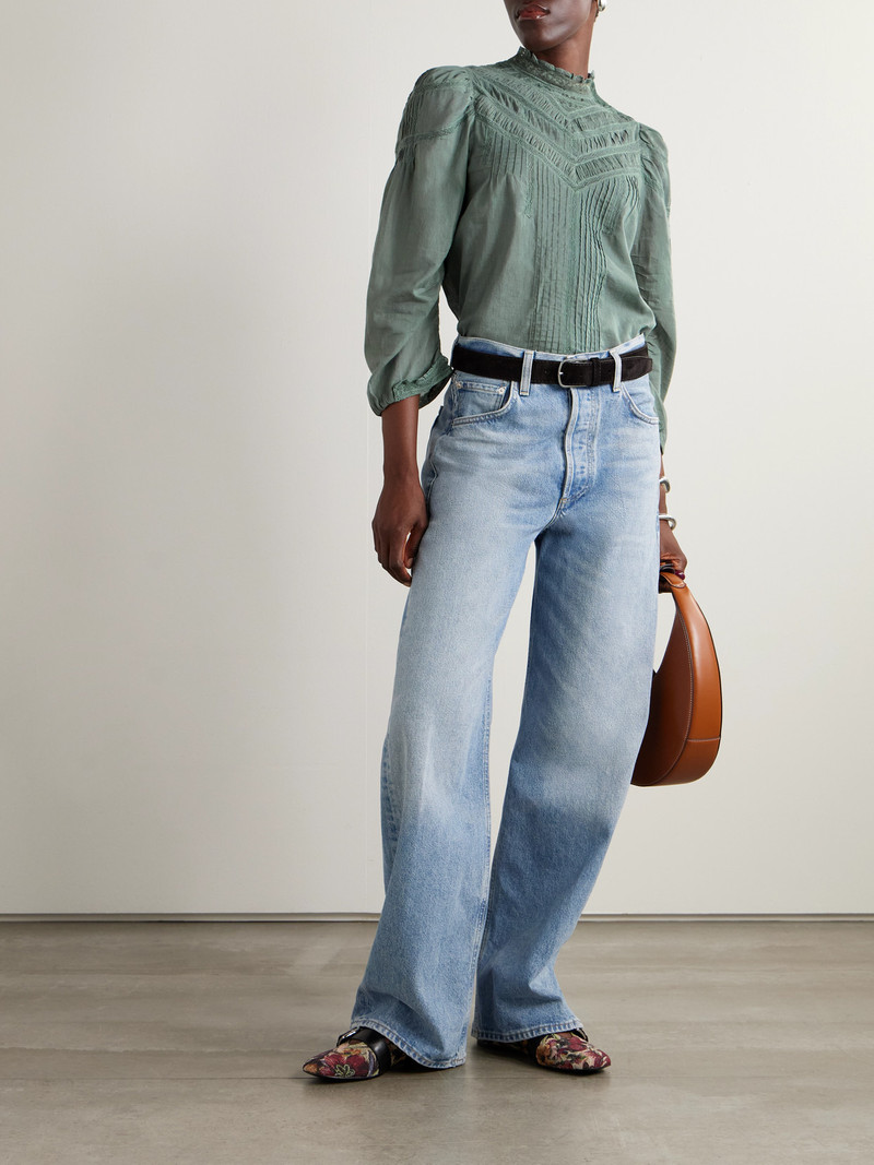 DÔEN Adelphine Crochet-trimmed Pintucked Organic Cotton-voile Blouse outlook