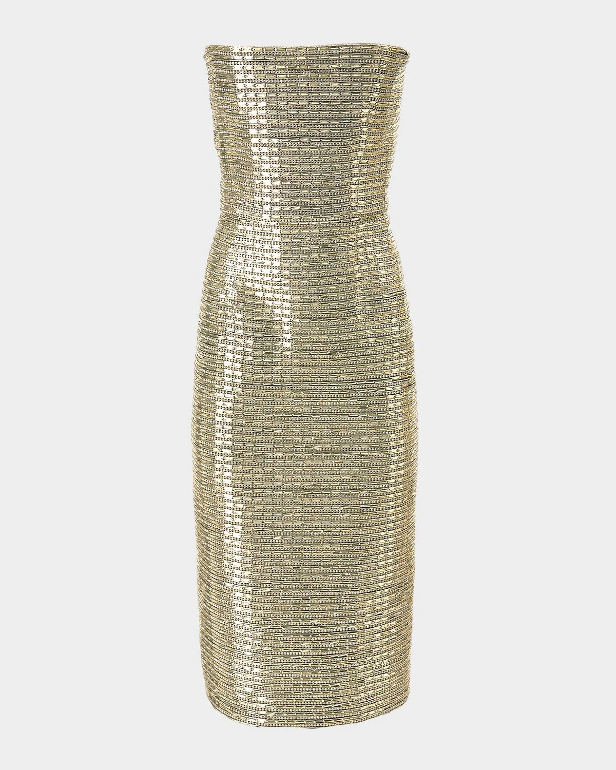 Strapless Embellished Midi Dress - 1