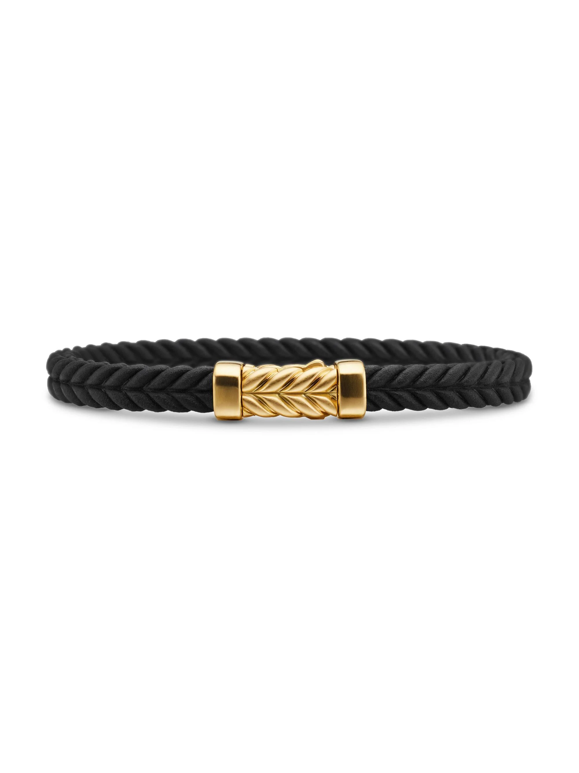 Men's Chevron Bracelet in Black Rubber - Black - 1