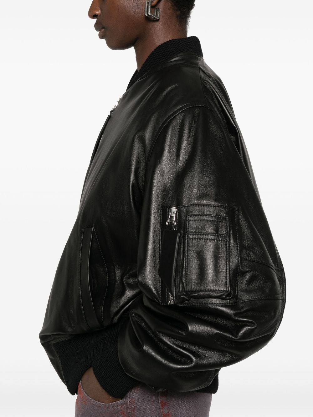 Leather bomber jacket - 4