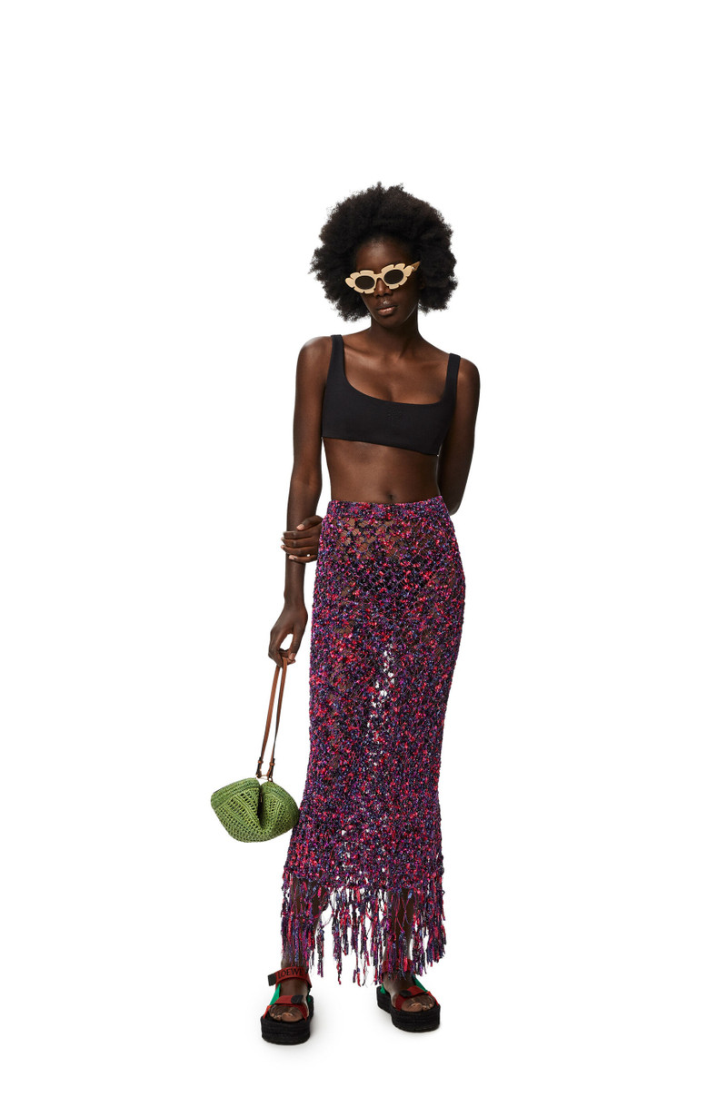 Loewe Fringed midi skirt in polyamide outlook