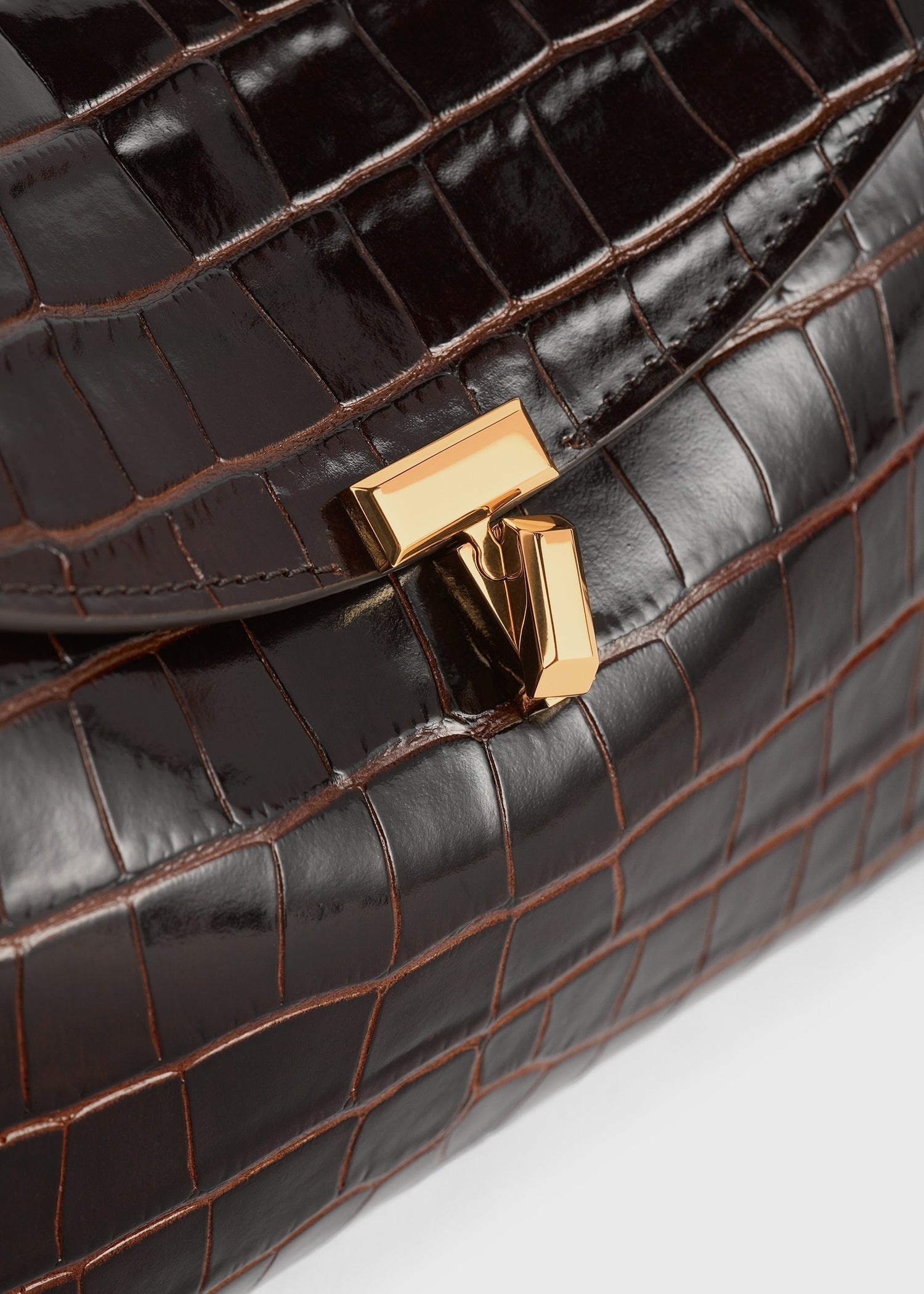 T-Lock clutch dark brown croco - 5