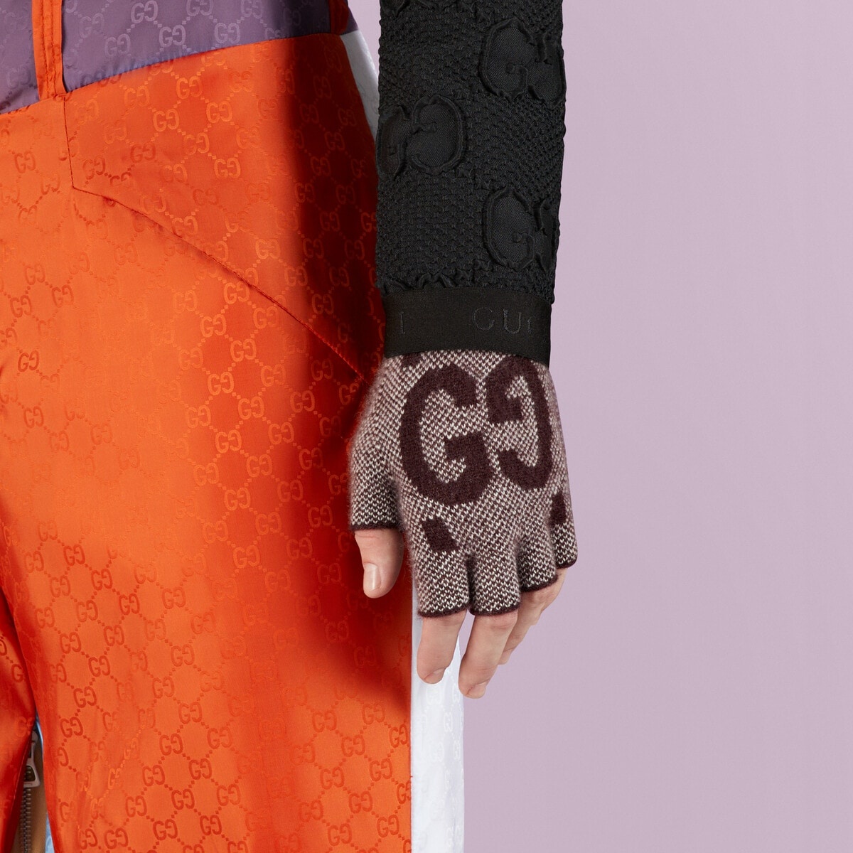 GG cashmere fingerless gloves - 4