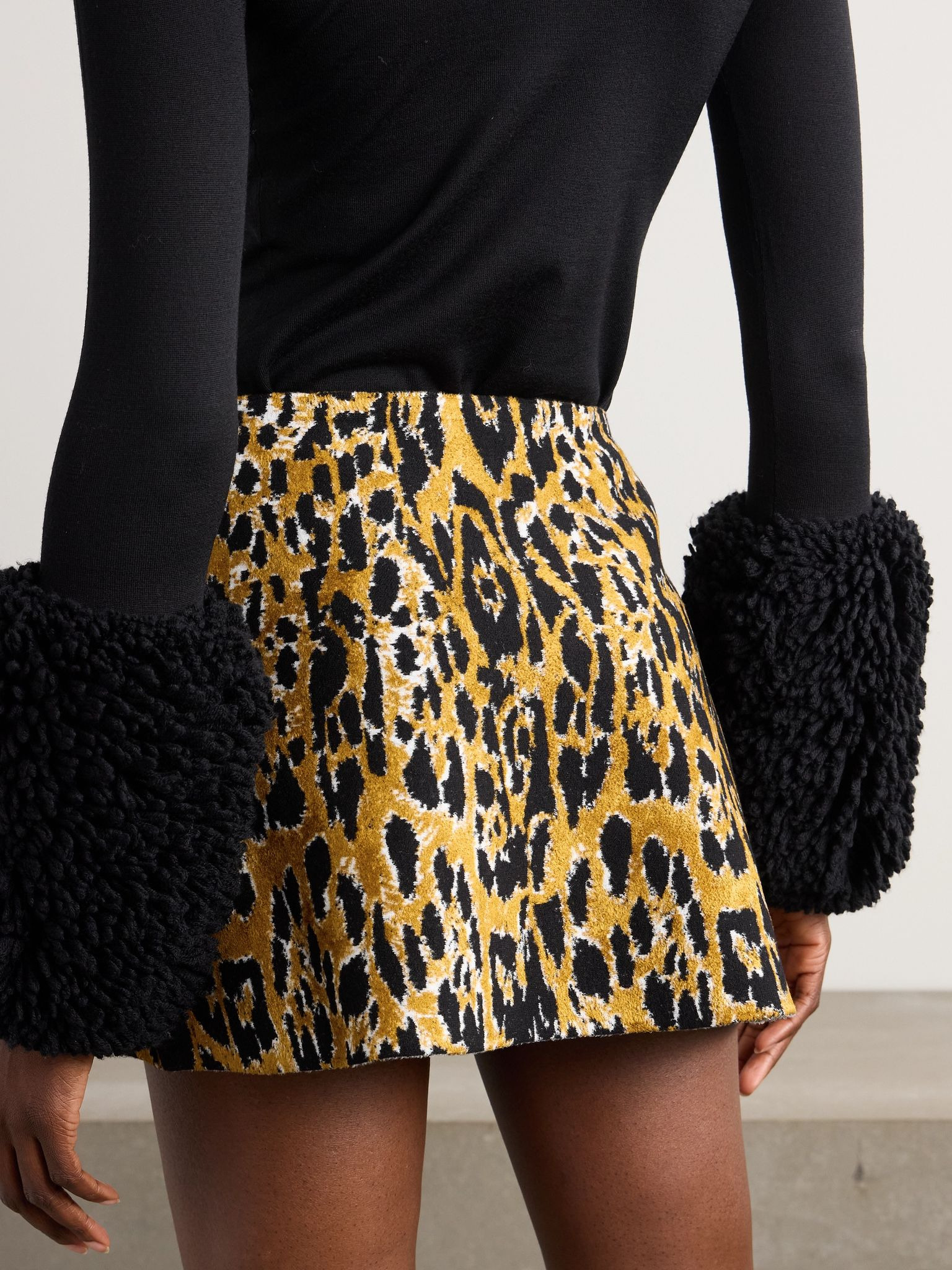 Leopard-jacquard mini skirt Leopard print - 3