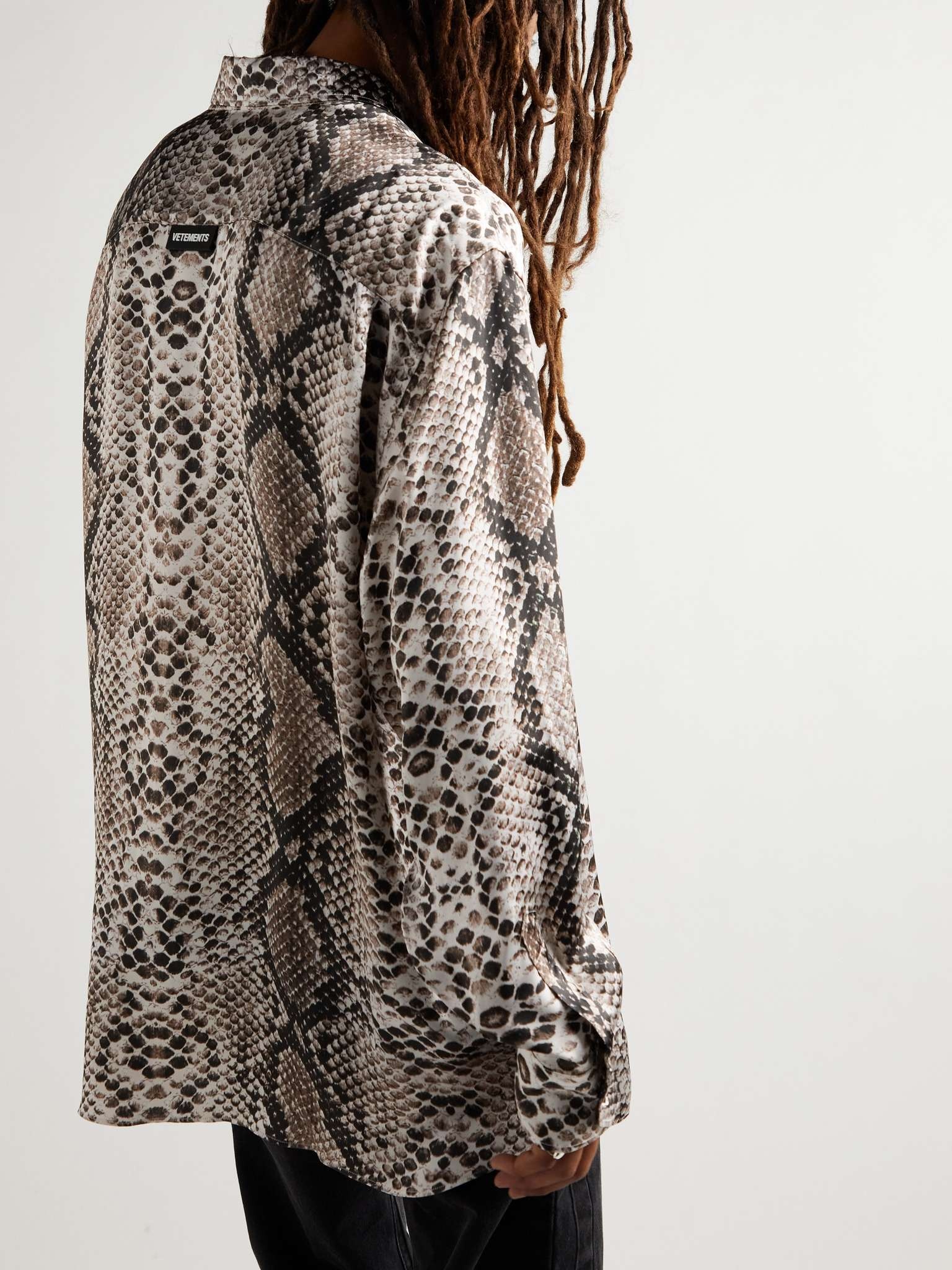 Logo-Appliquéd Snake-Print Woven Shirt - 4