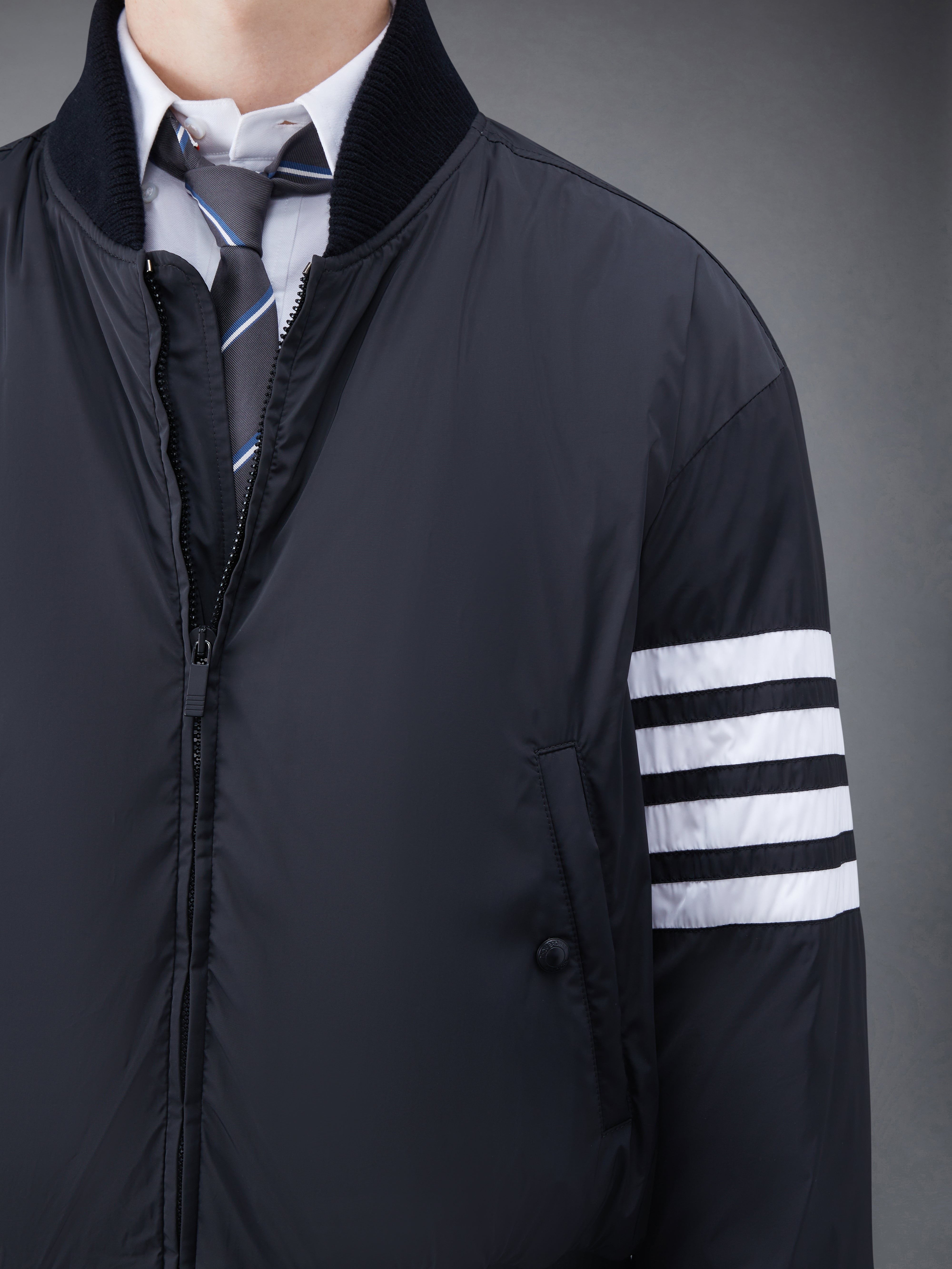 POLY TWILL RIB 4-BAR DOWN OVERSIZED BLOUSON JACKET - 5