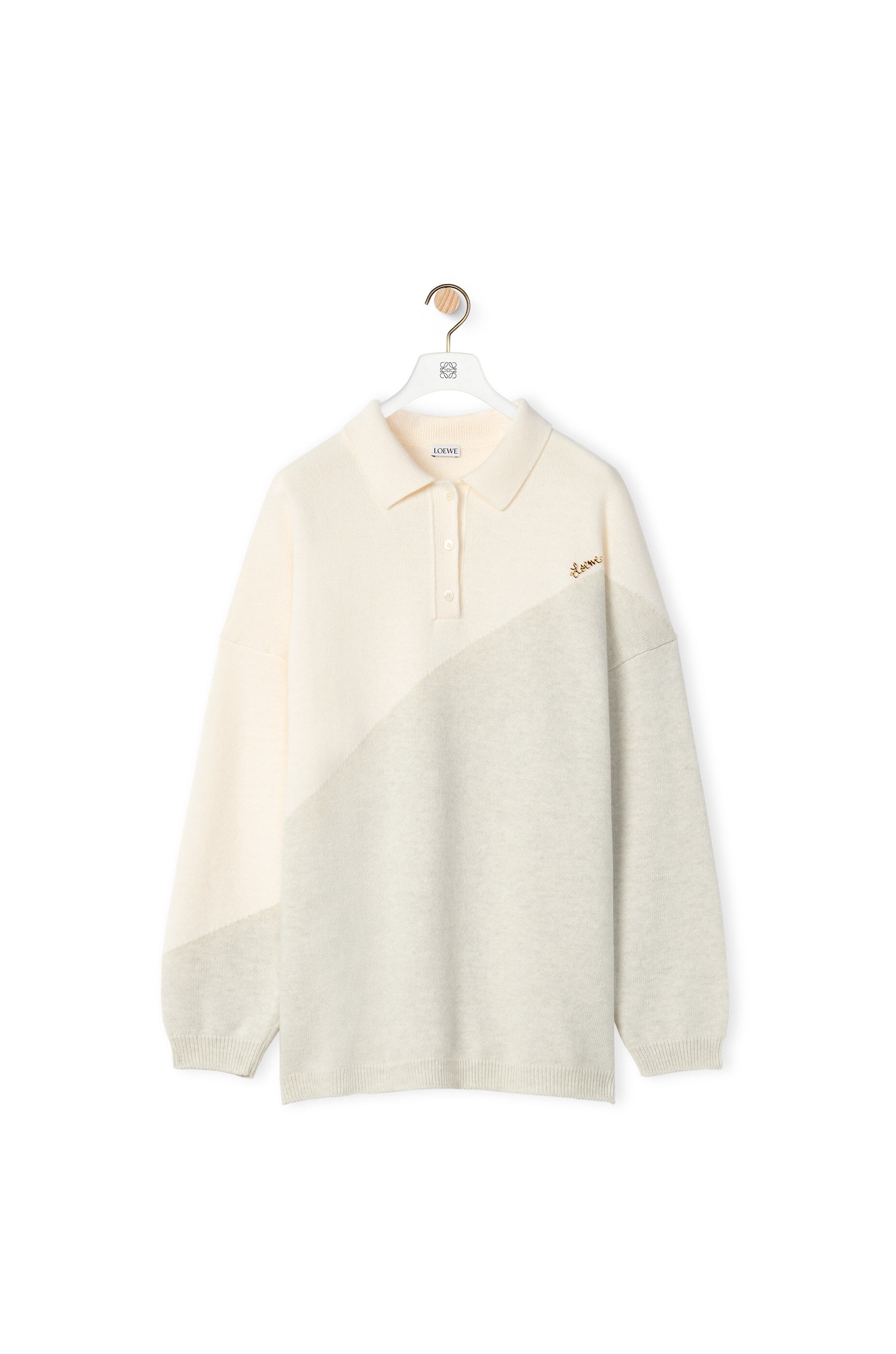 Graphic polo collar sweater in wool - 1