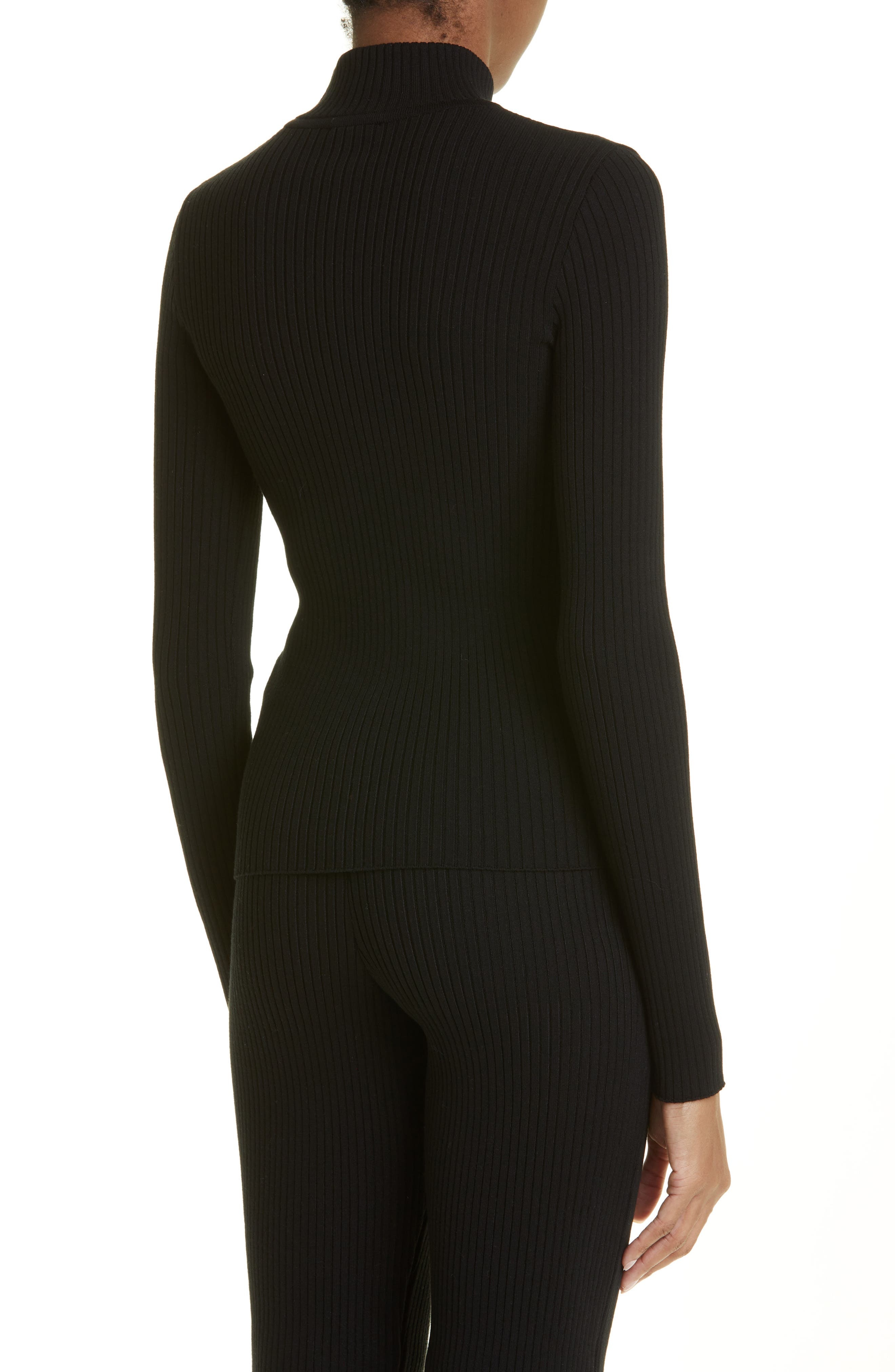 Courrèges Mock Neck Rib Sweater in Black at Nordstrom - 3