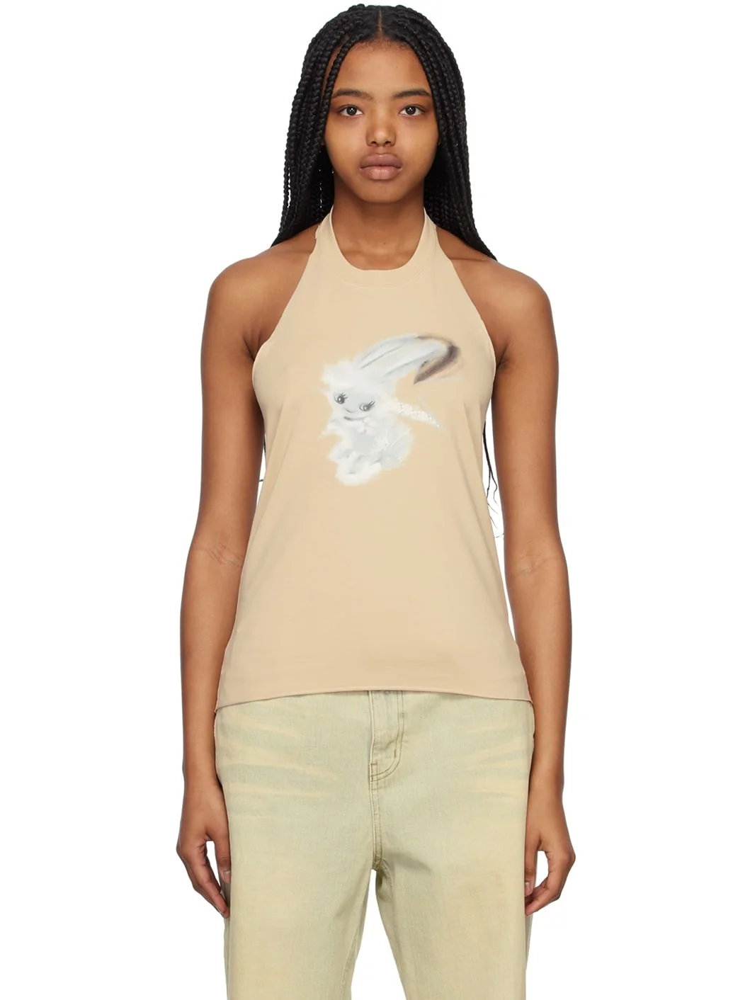 Beige Halter Tank Top - 1