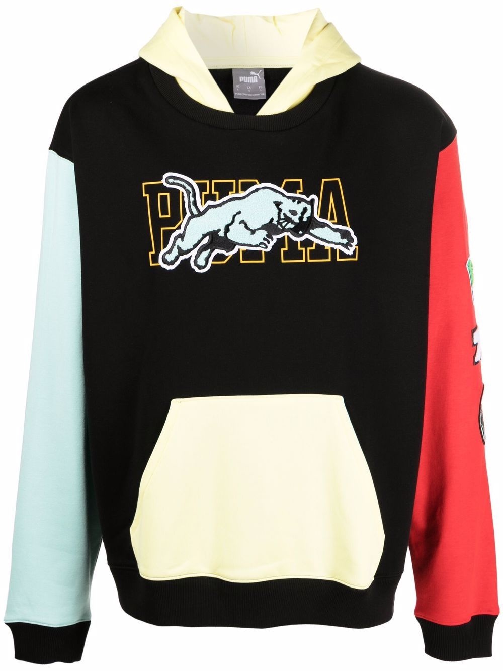 embroidered-logo colourblock hoodie - 1