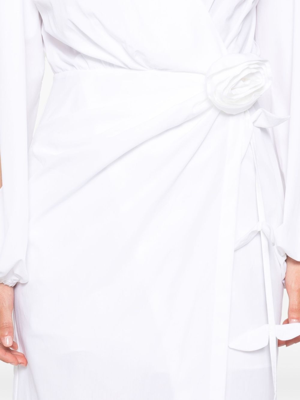 rose-appliqué poplin midi dress - 5