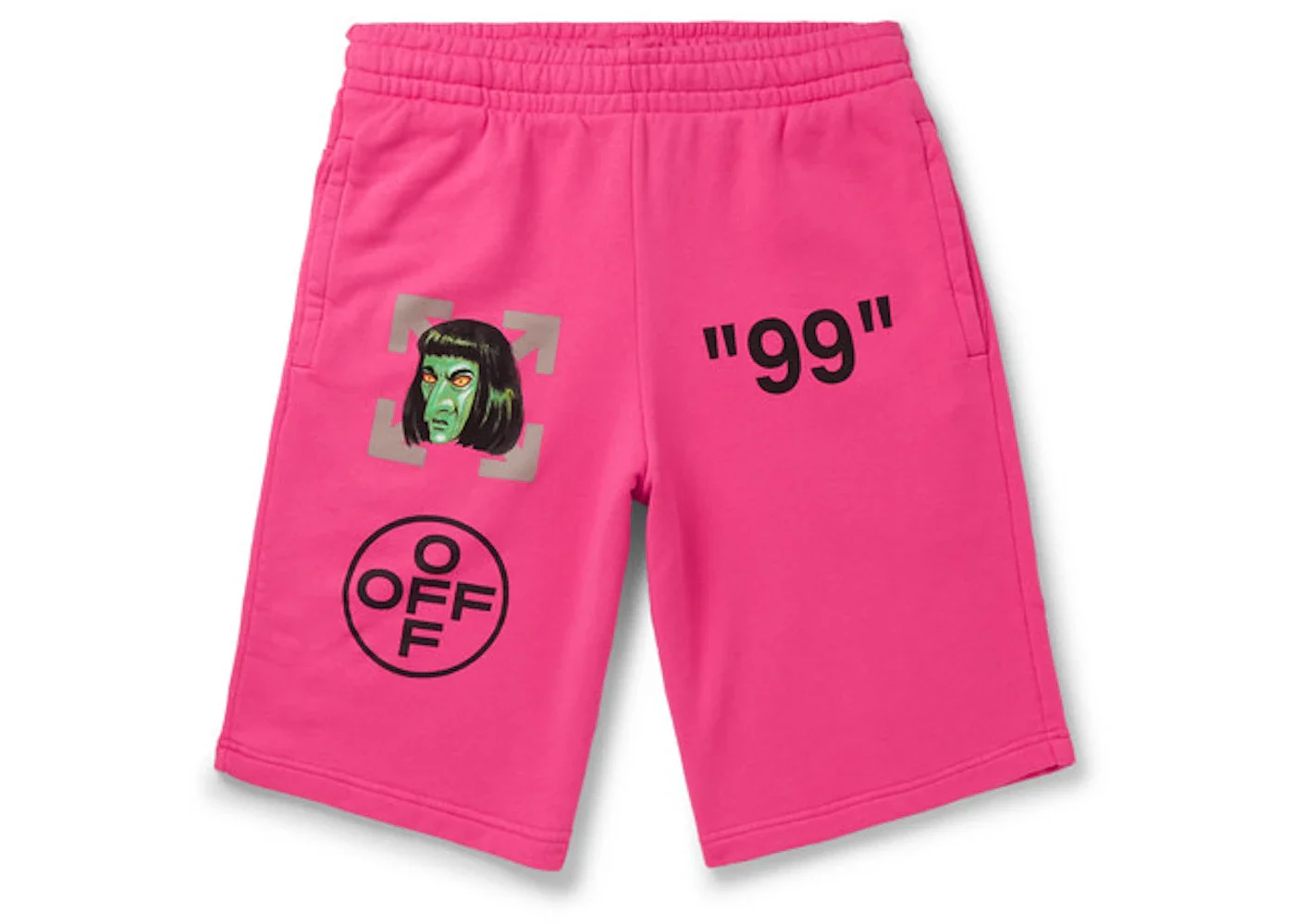 OFF-WHITE Slim Fit 'Green Man' Print Shorts Pink/Black - 1