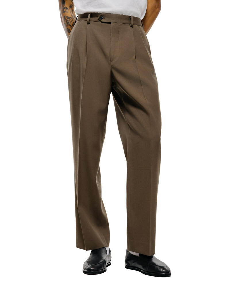AURALEE Light Wool Max Gabardine Two-Tuck Slacks Dark Olive Brown outlook