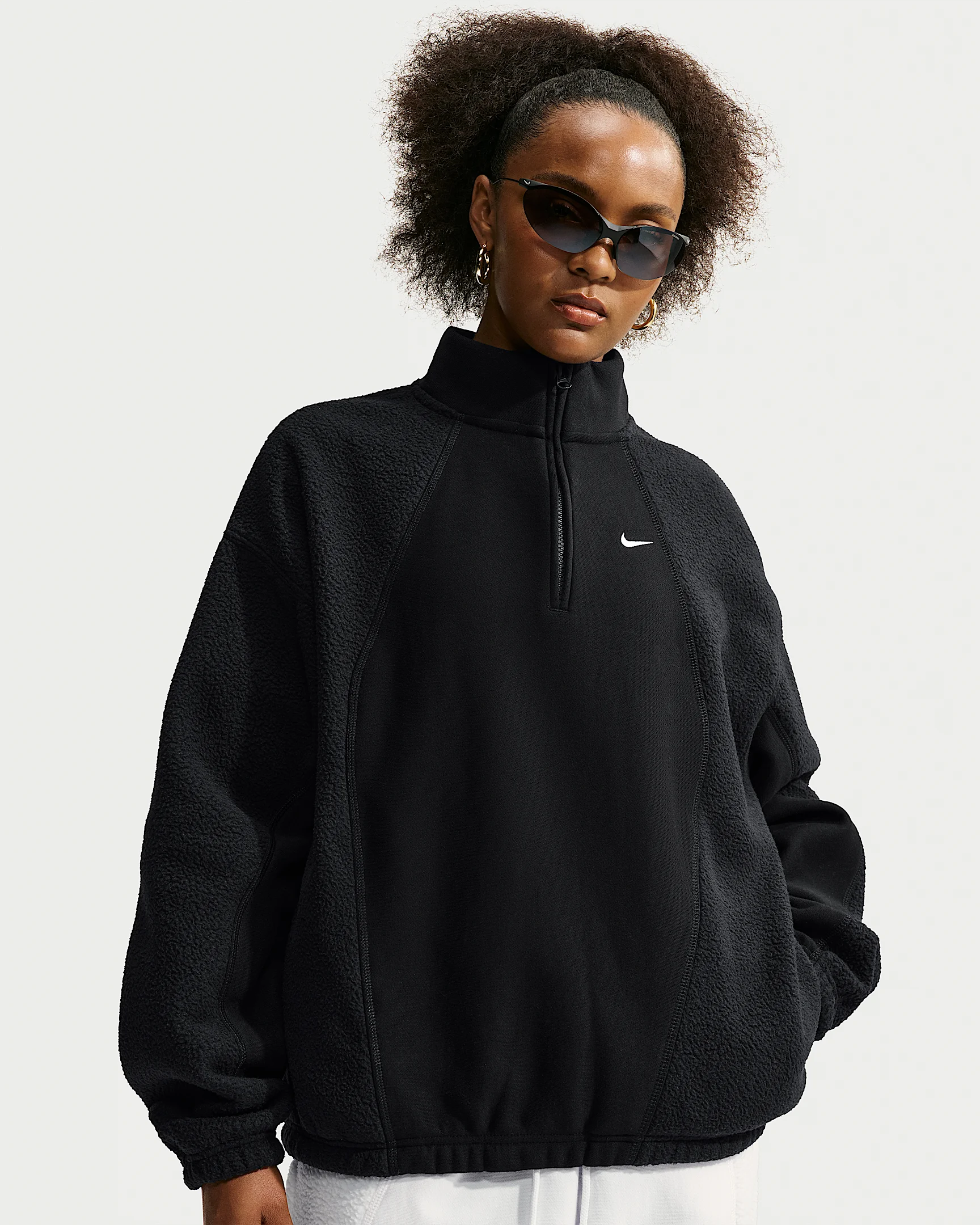 Nike Studio Fleece Heavyweight Plush Women's Oversized 1/4-Zip Sweatshirt - 1