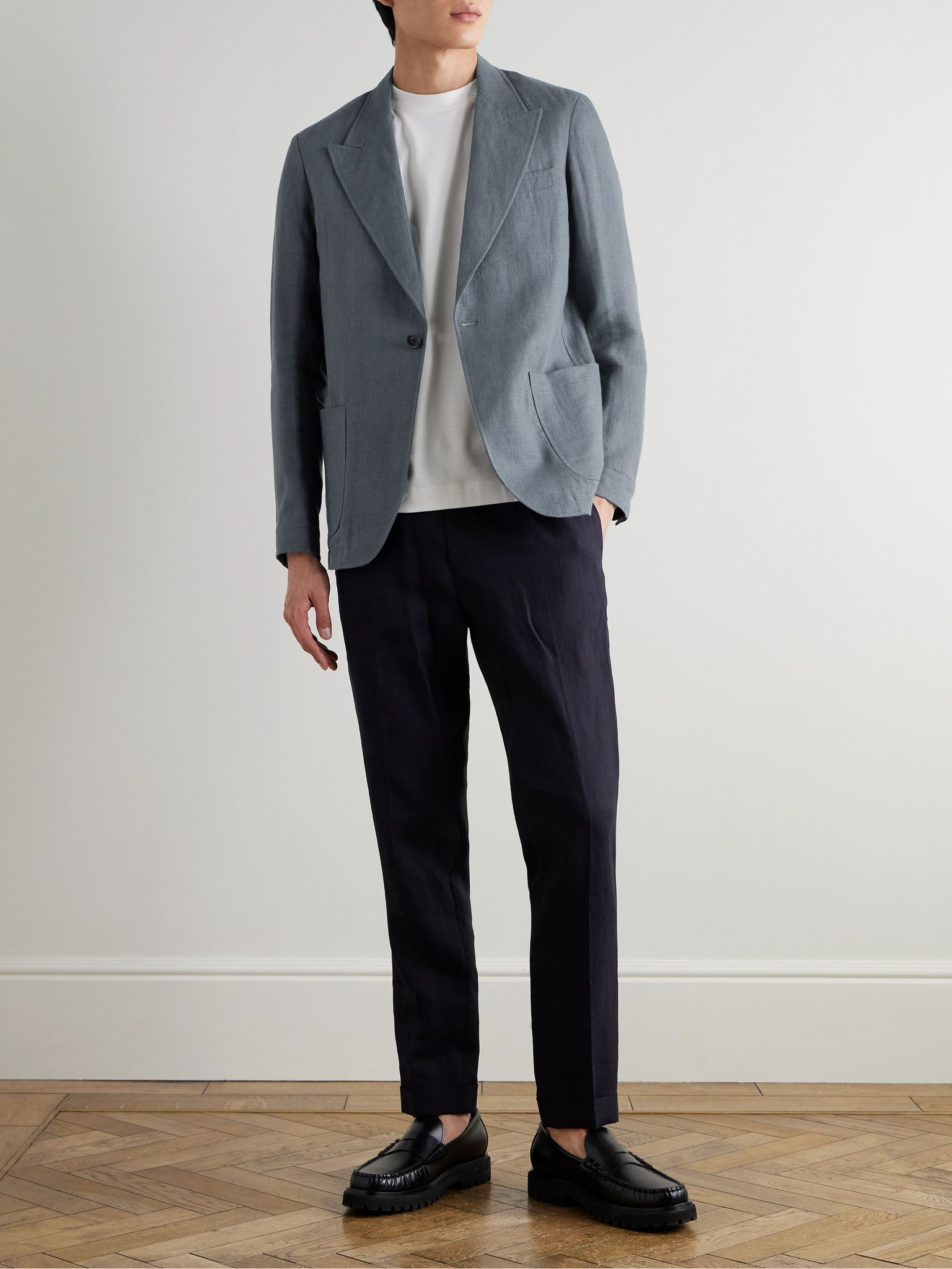 Laurel Unstructured Linen Suit Jacket Gray - 2
