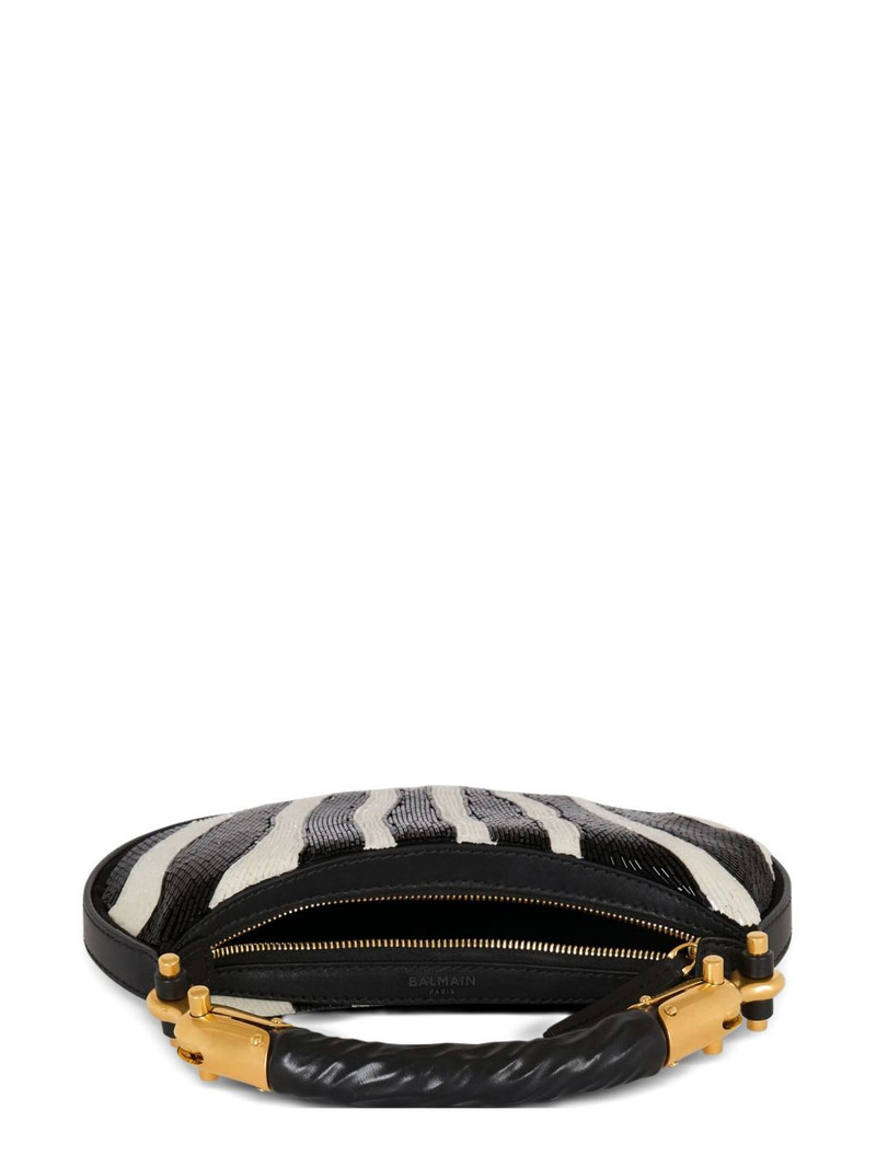 Balmain zebra-striped beaded shoulder bag outlook