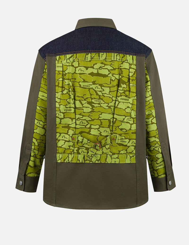 EVISU Seagull Print and Hybrid Ishigaki Camouflage Regular Fit Shirt Jacket outlook