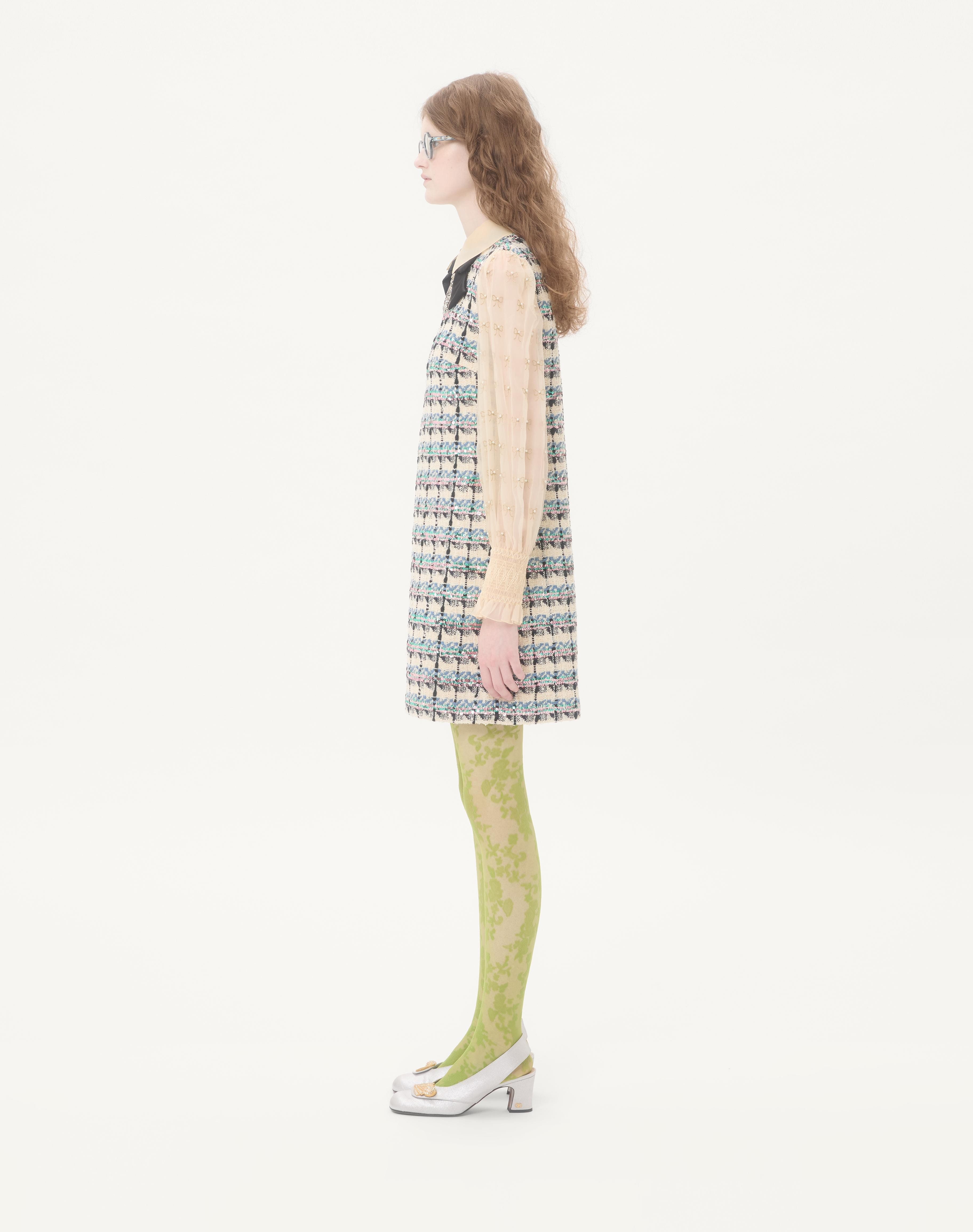 TWEED PAILLETTES EMBROIDERED SHORT DRESS - 6