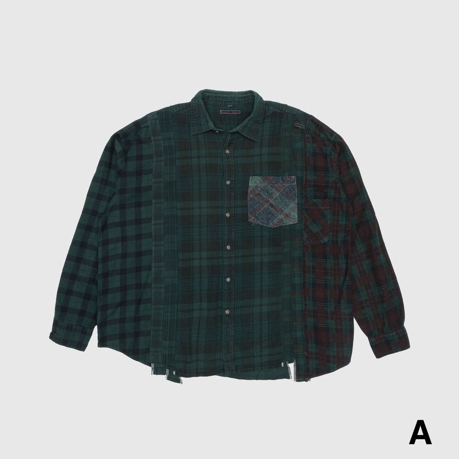 REBUILD BY NEEDLES 7 CUTS OVER DYE WIDE FLANNEL SHIRT - 6