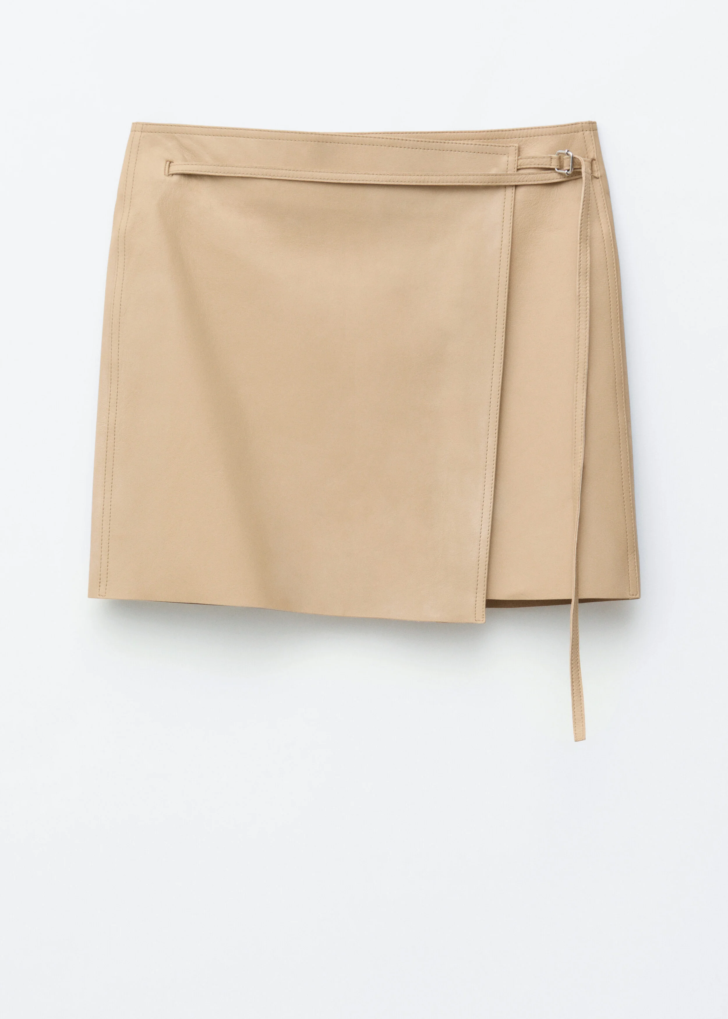 Leather Wrap Mini Skirt - 1