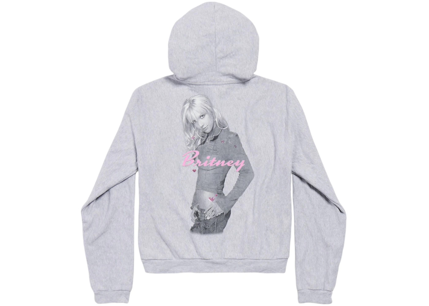 Balenciaga Music Britney Spears Series Zip-Up Hoodie Regular Fit Light Grey/Pink - 2
