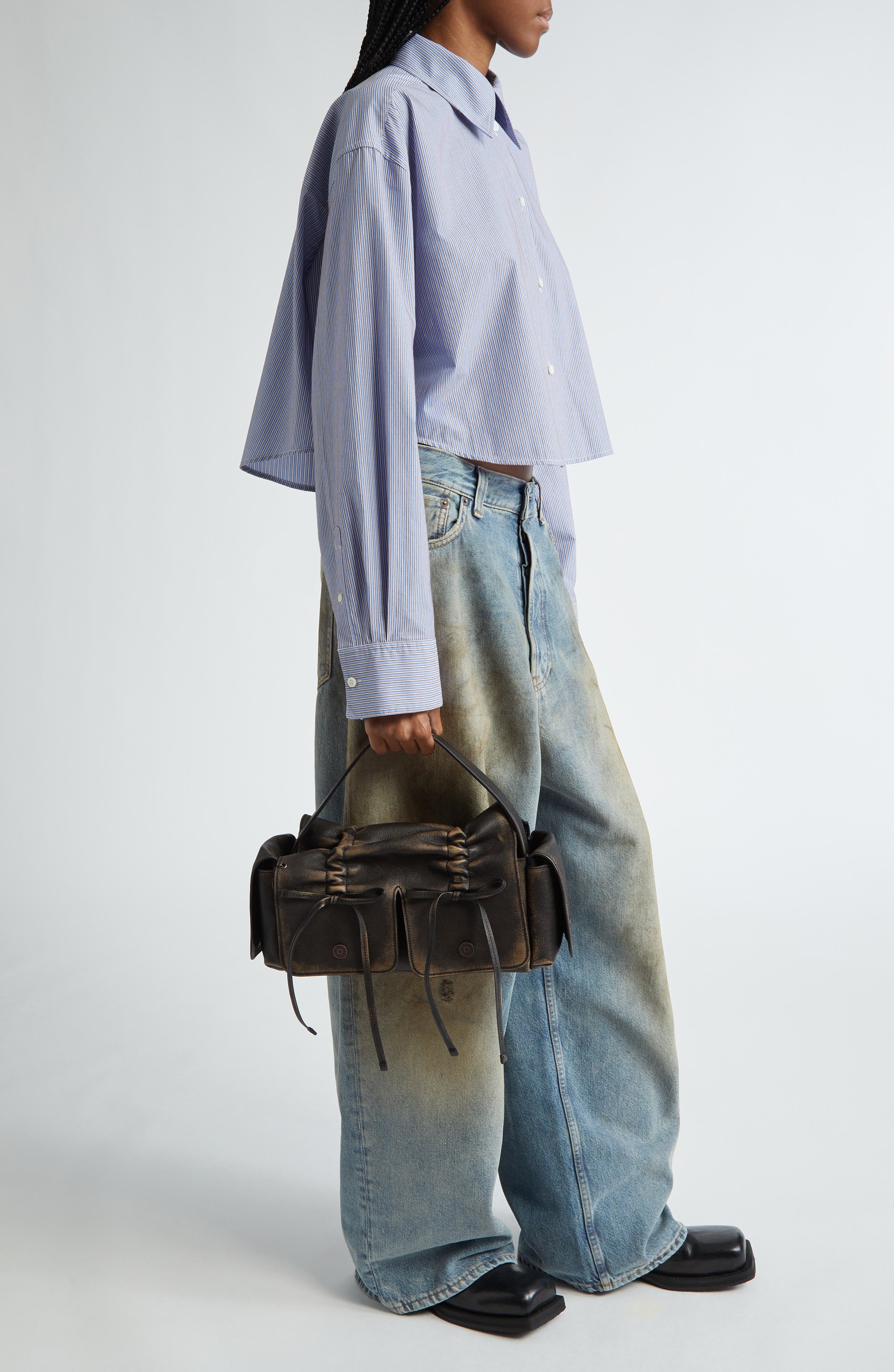 Acne Studios Multipocket Washed Leather Bag in Dark Brown/Beige at Nordstrom - 2