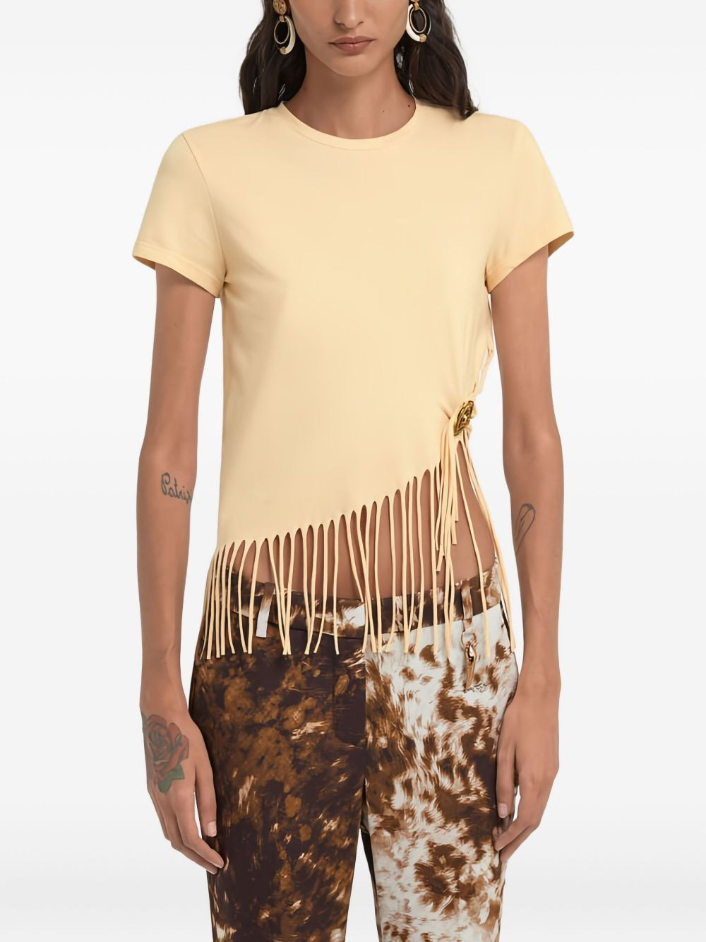 fringe-trim T-shirt - 2