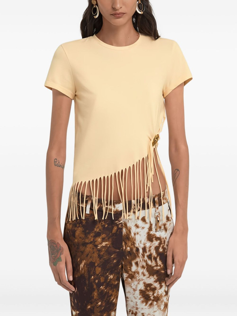 Roberto Cavalli fringe-trim T-shirt outlook