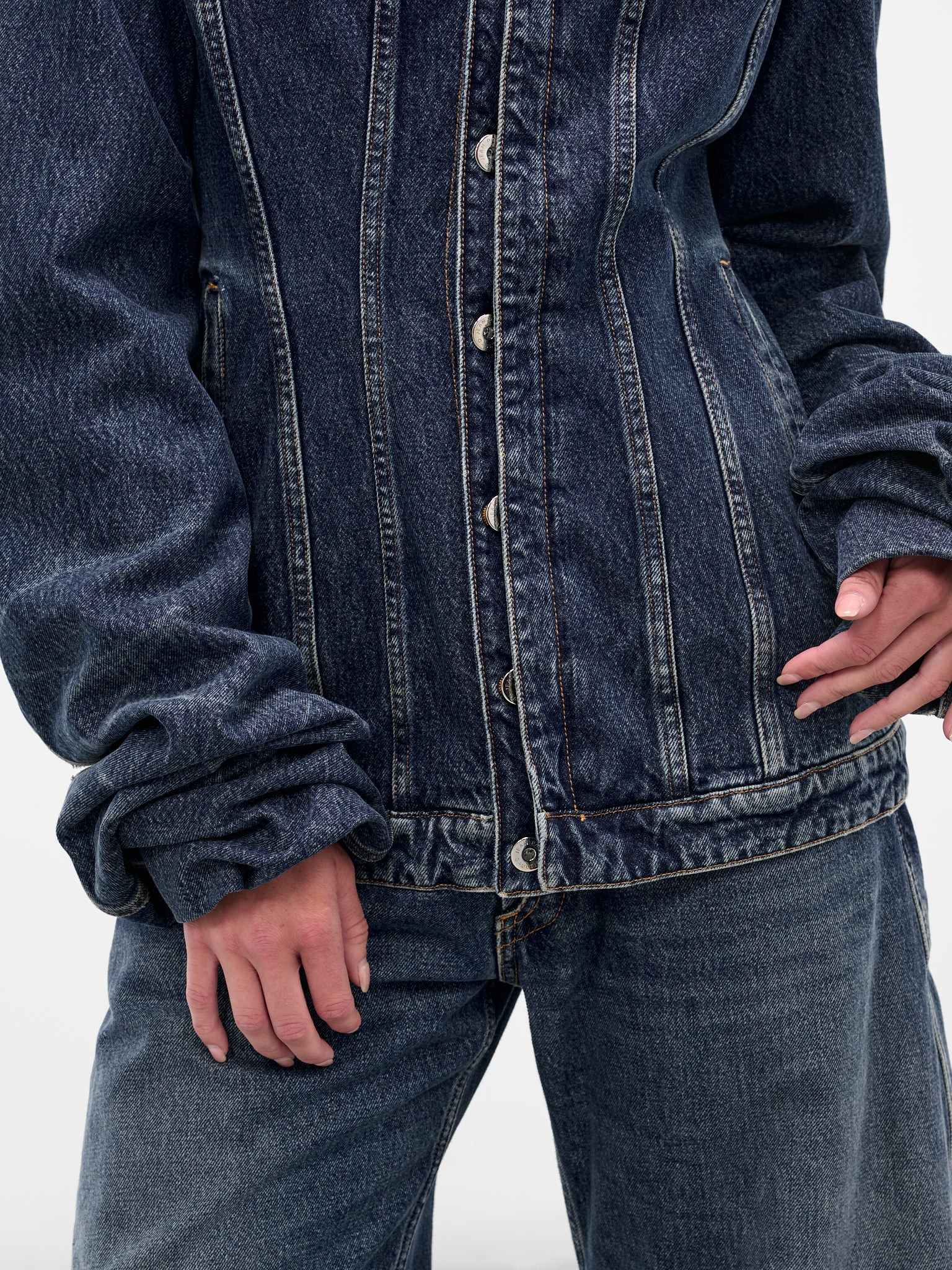 Blue Oversized Sleeves Denim Jacket - 4