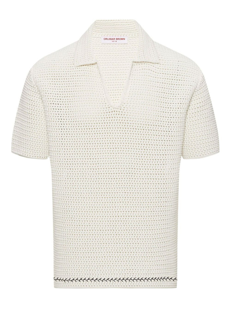 batten-stitch open-knit polo shirt 1