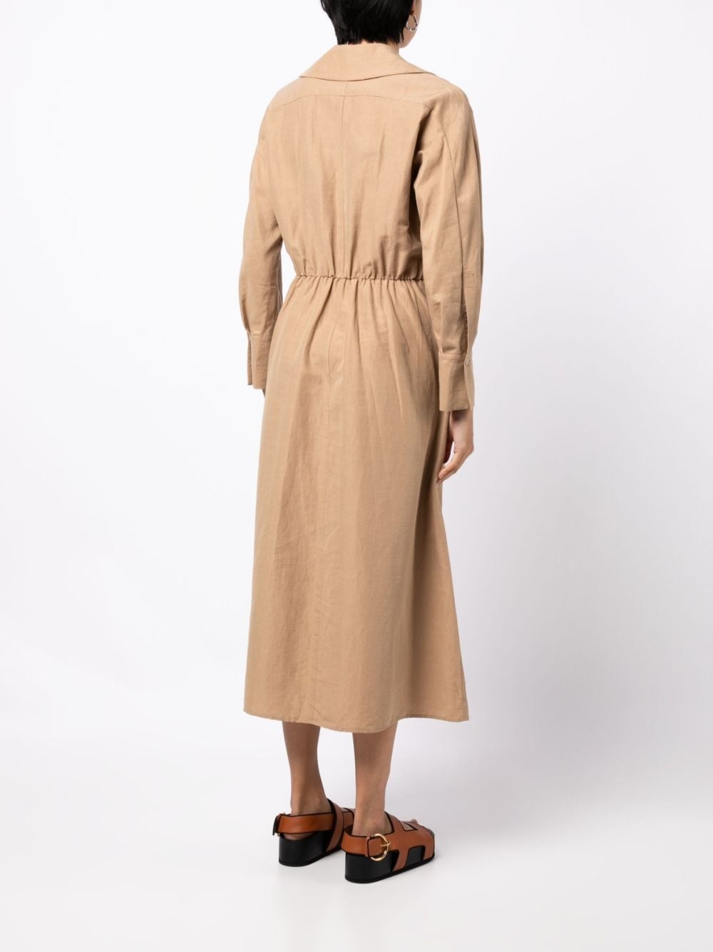 V-neck long-sleeve shirt dress - 4